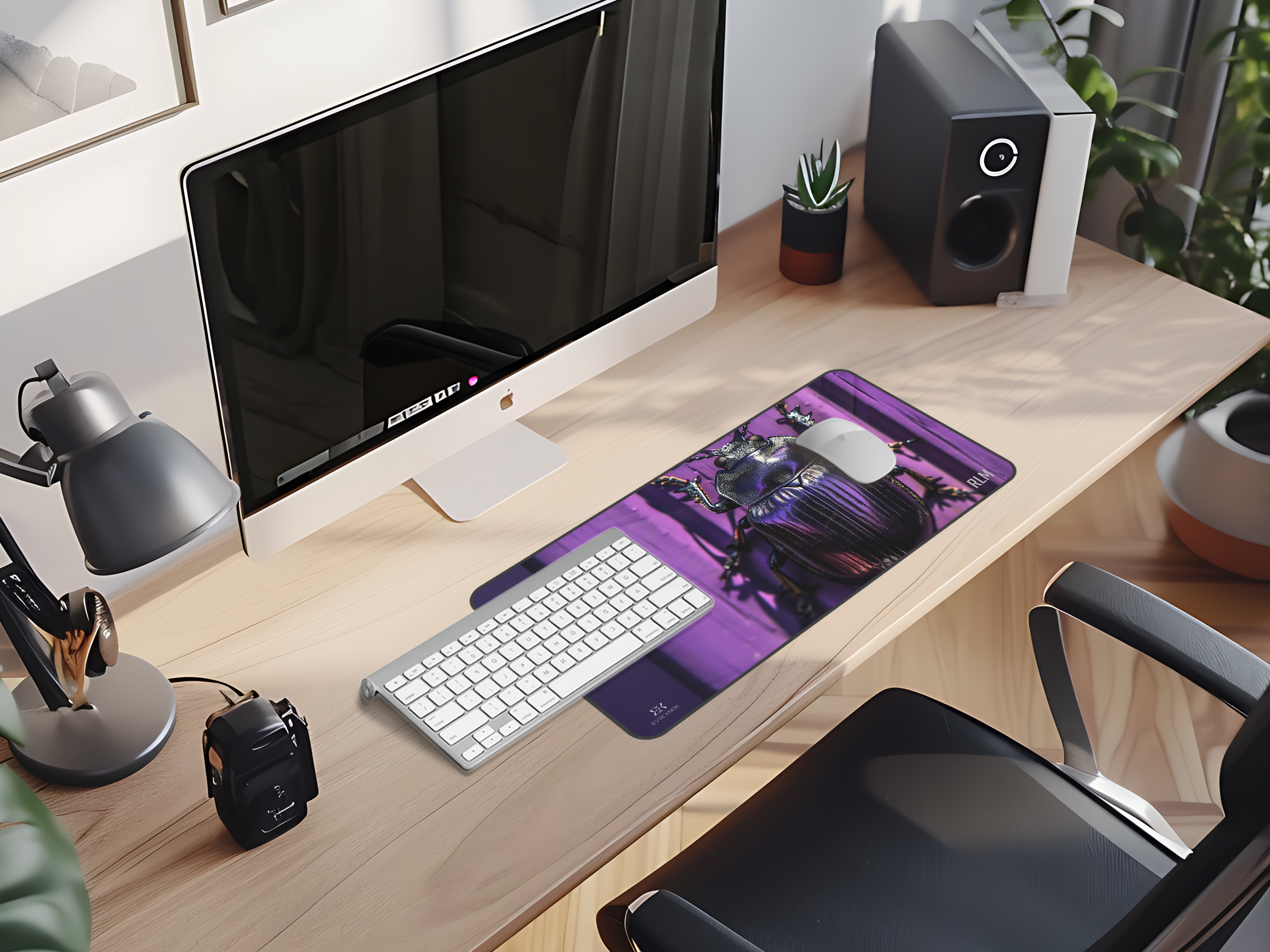 Purple Scarab Desk Mat — Personalized Beetle Mouse Pad-Beetle Desk Mat