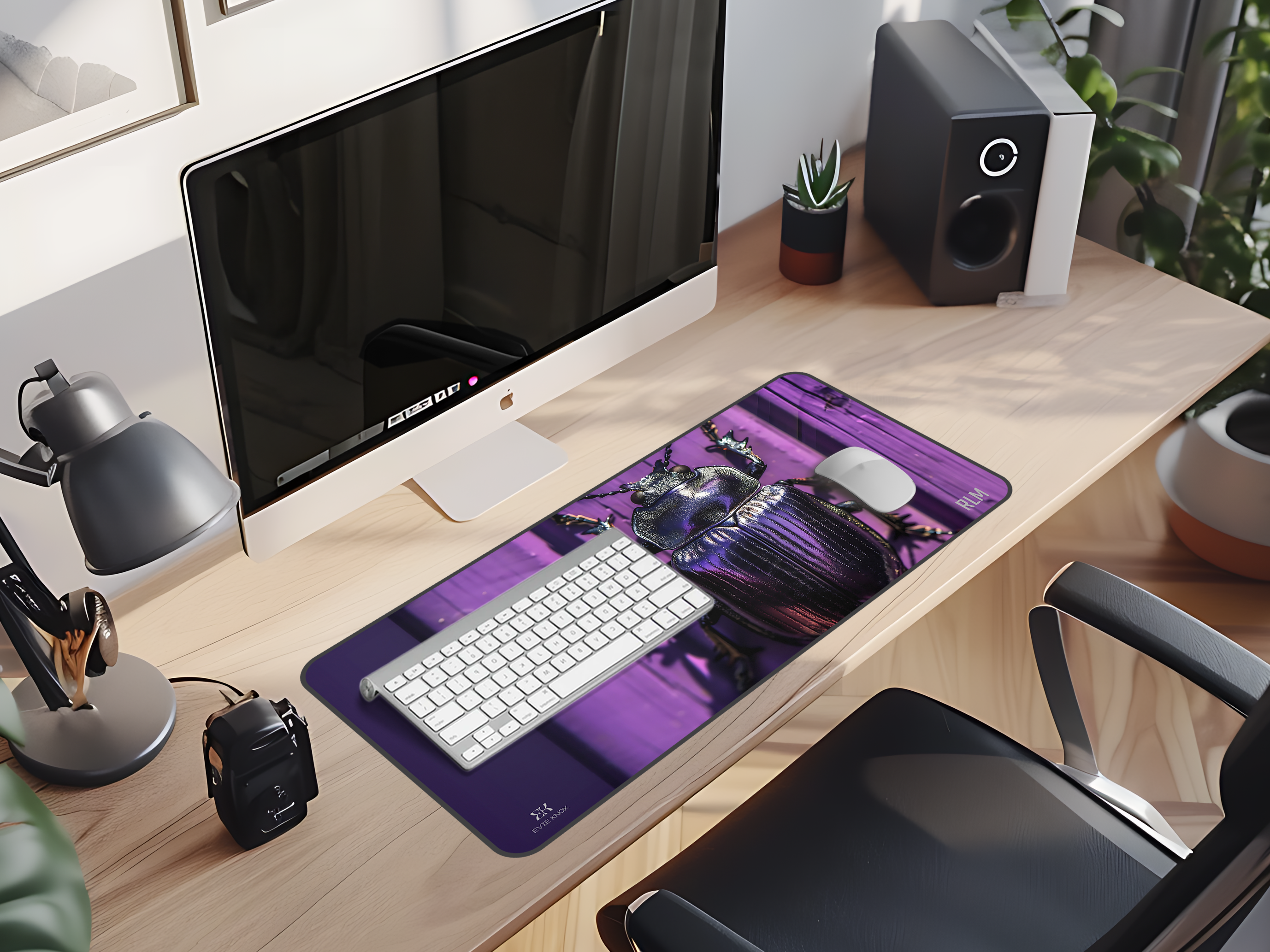 Purple Scarab Desk Mat — Personalized Beetle Mouse Pad-Beetle Desk Mat
