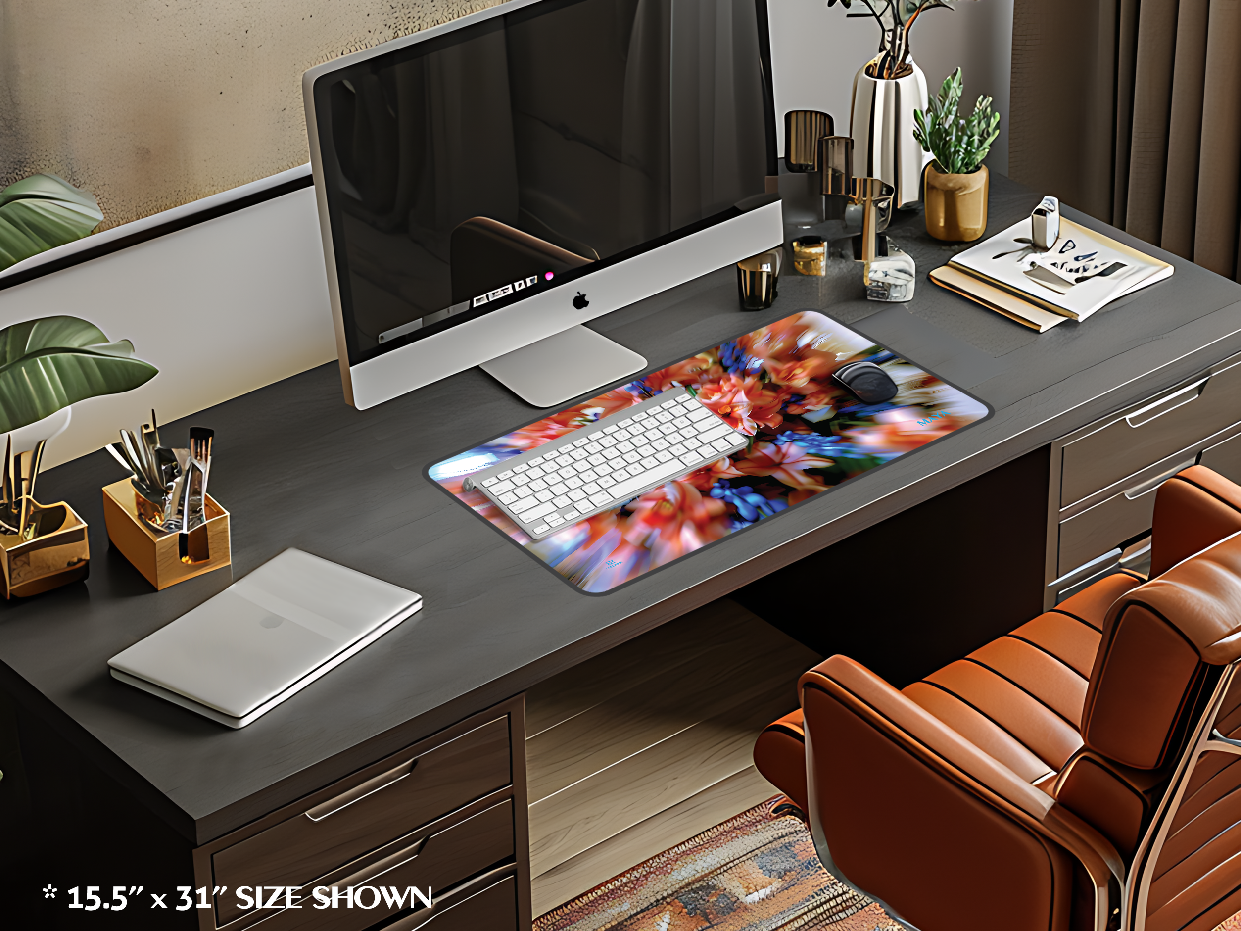 Vibrant Lily Bloom Desk Mat — Zoom Focus Floral Mouse Pad
