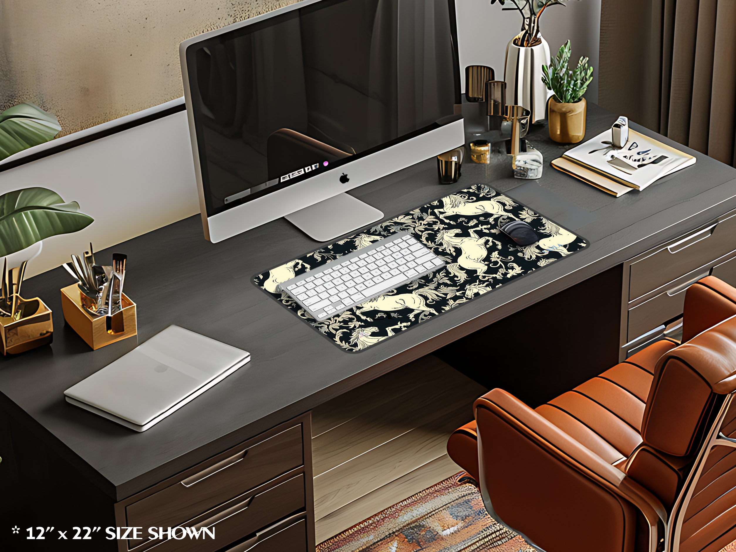 Equestrian Baroque Horse Desk Mat — French Classical Mouse Pad
