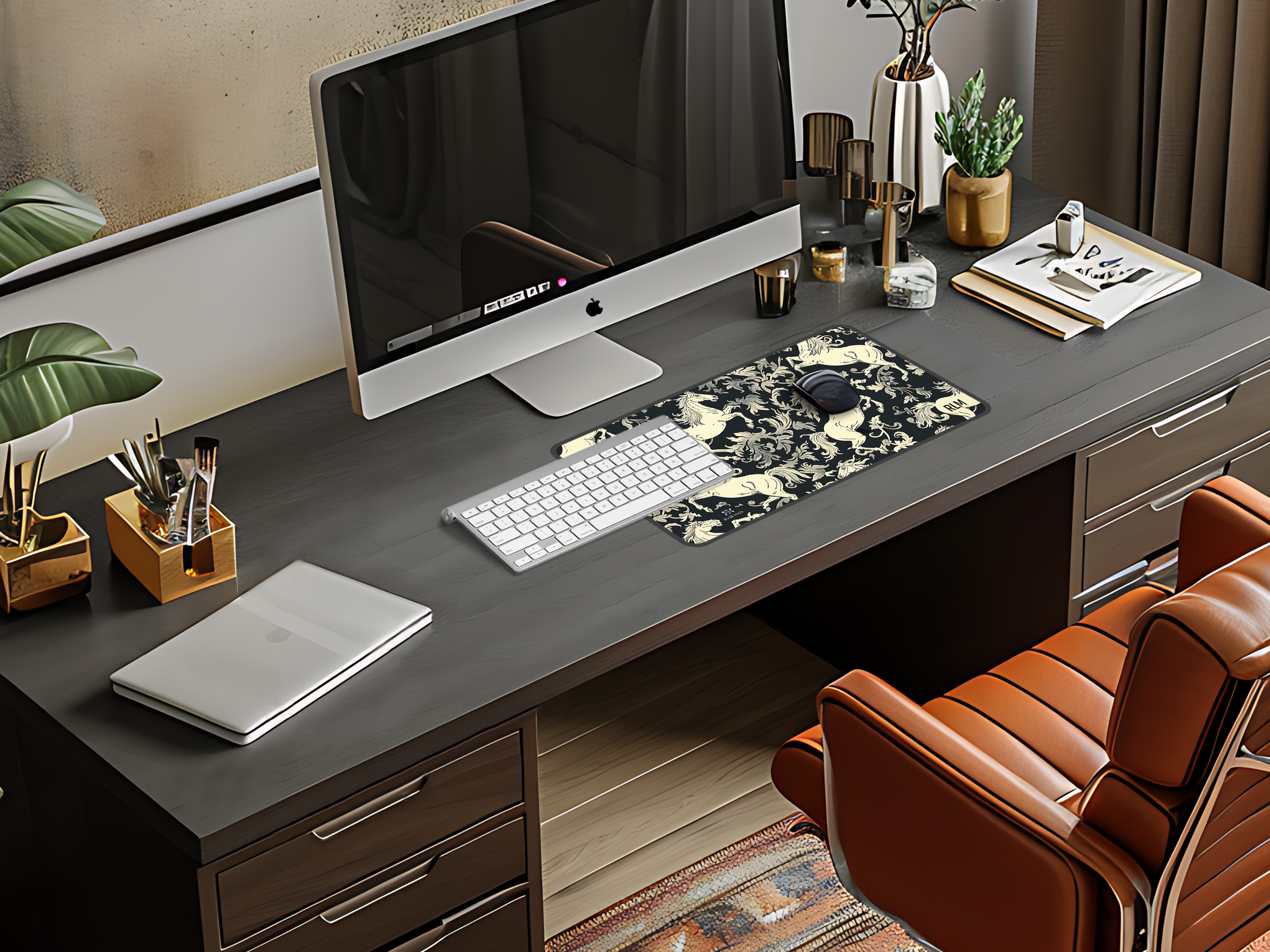 Equestrian Baroque Horse Desk Mat — French Classical Mouse Pad
