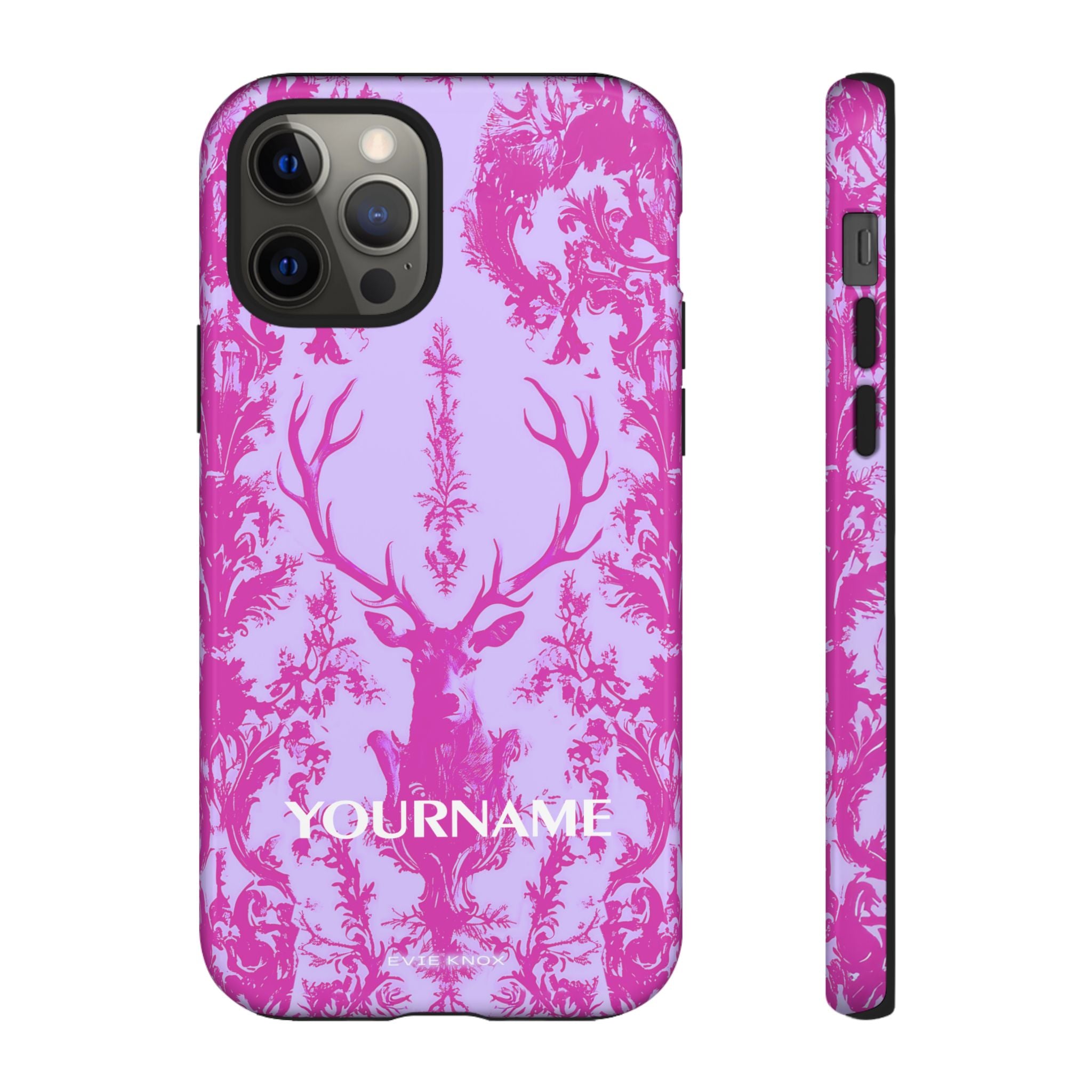 Pink Baroque Deer Tough iPhone Case — Floral Antler Pattern