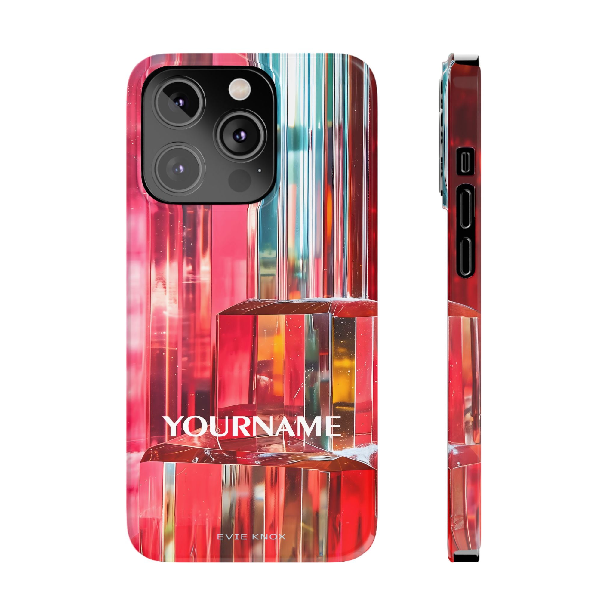 Abstract Prism Slim Phone Case — Red Geometric Crystal Design