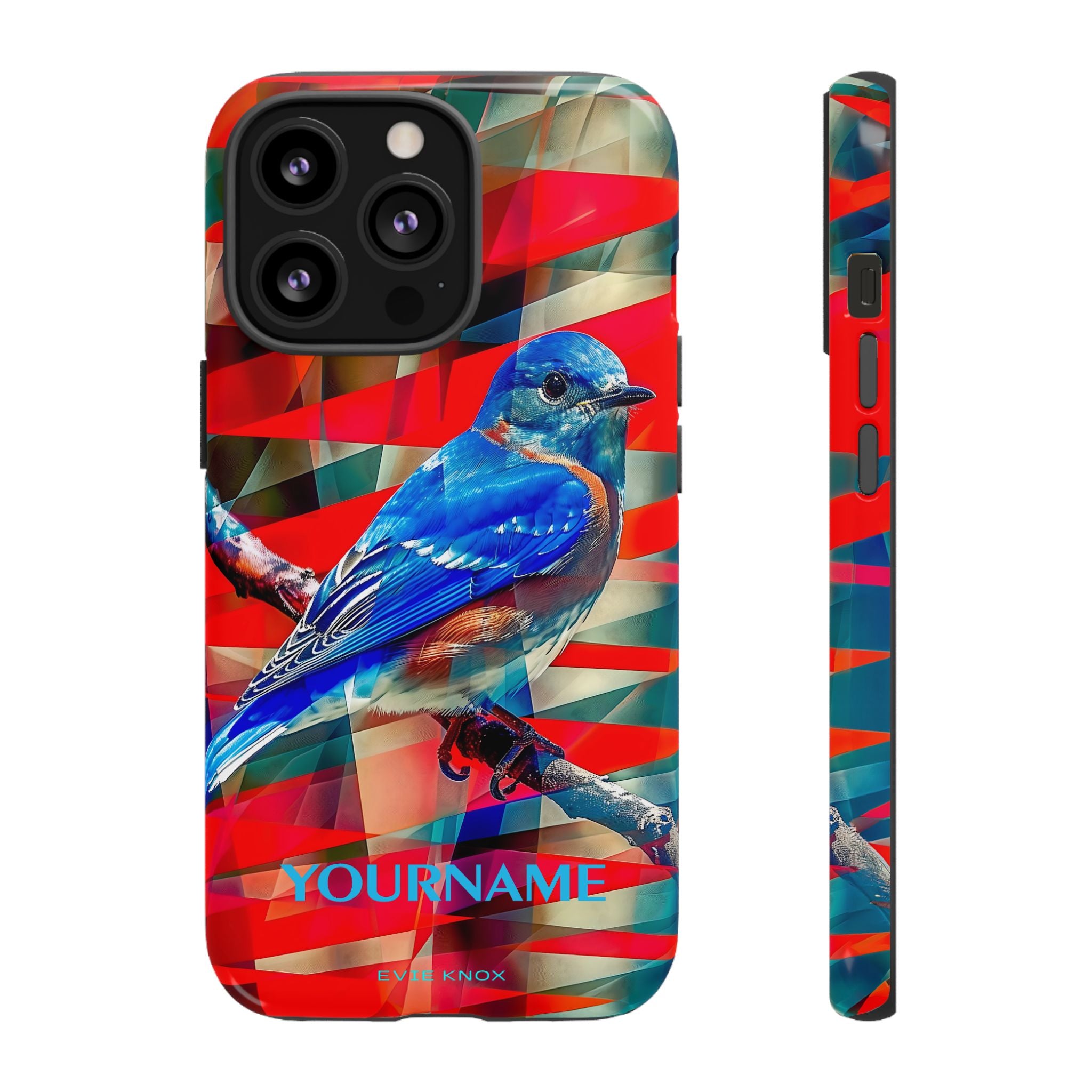 Bluebird Tough Phone Case — Vibrant Geometric Nature Design