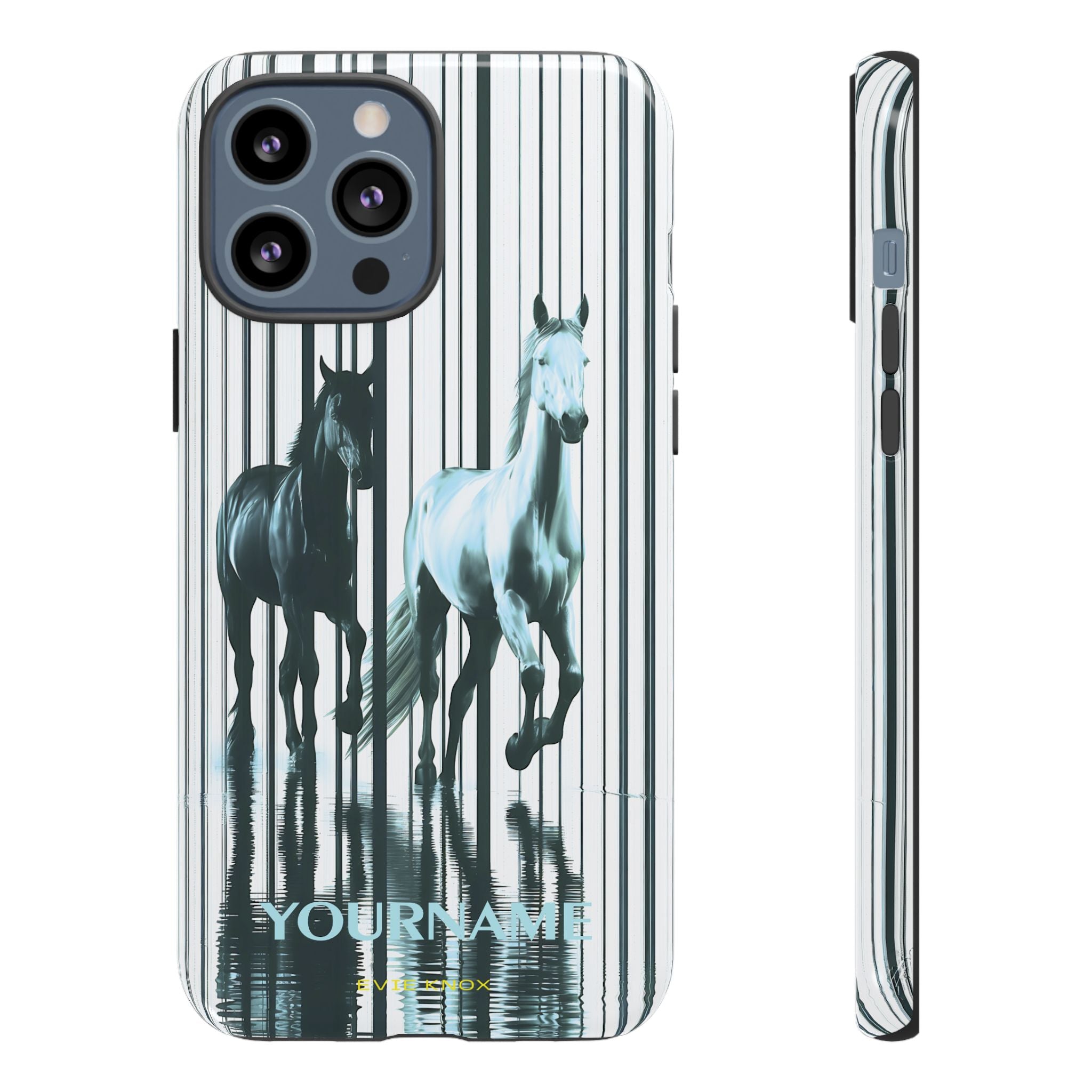 Stallion Mirage Tough iPhone Case – Galloping Horse Black & White Design