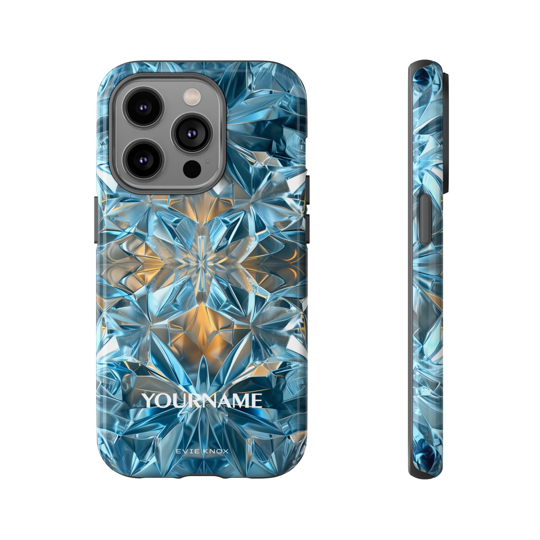 Blue Crystal Kaleidoscope Phone Case — Tough Protective iPhone Cover