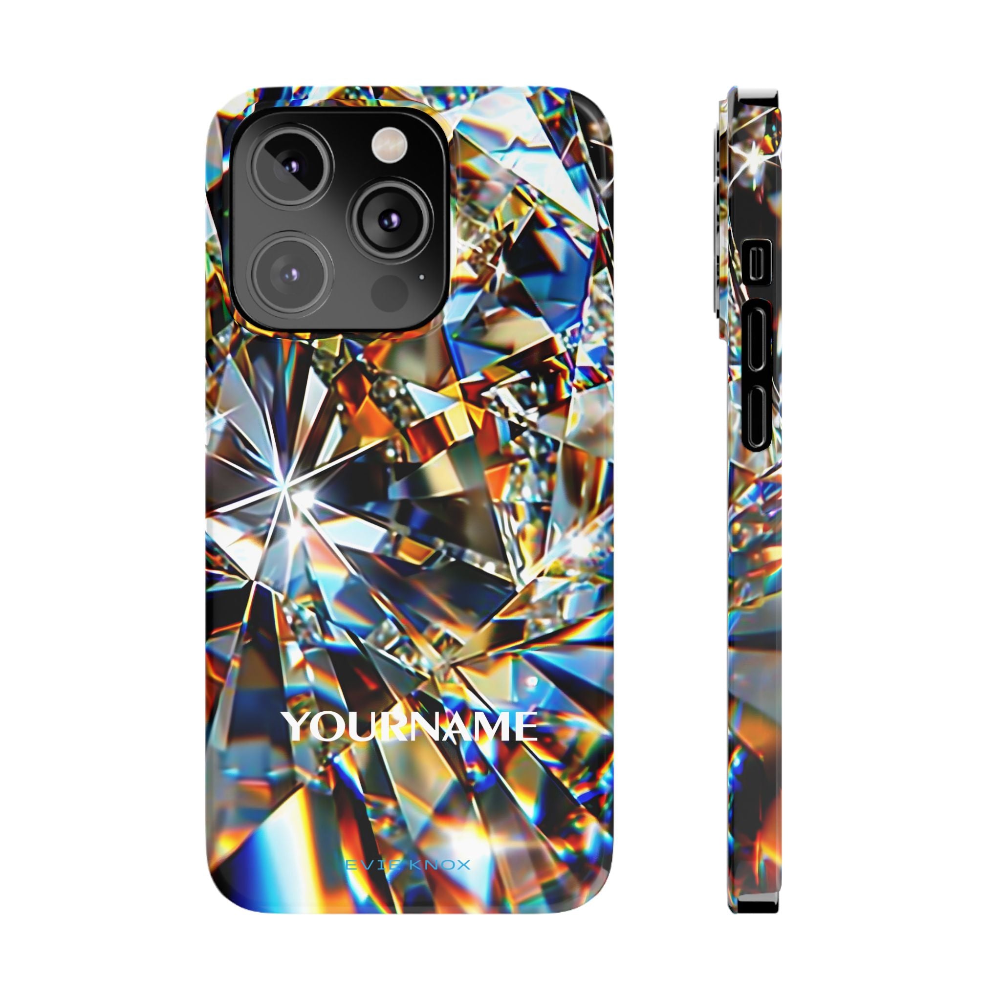 Crystal Facet Slim Phone Case — Iridescent Diamond Pattern