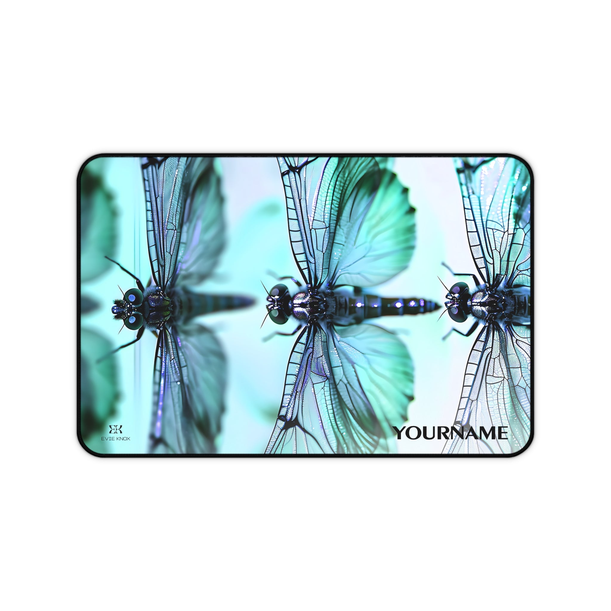 Cool Dragonfly Desk Mat — Teal Insect Art Mouse Pad for Home Office