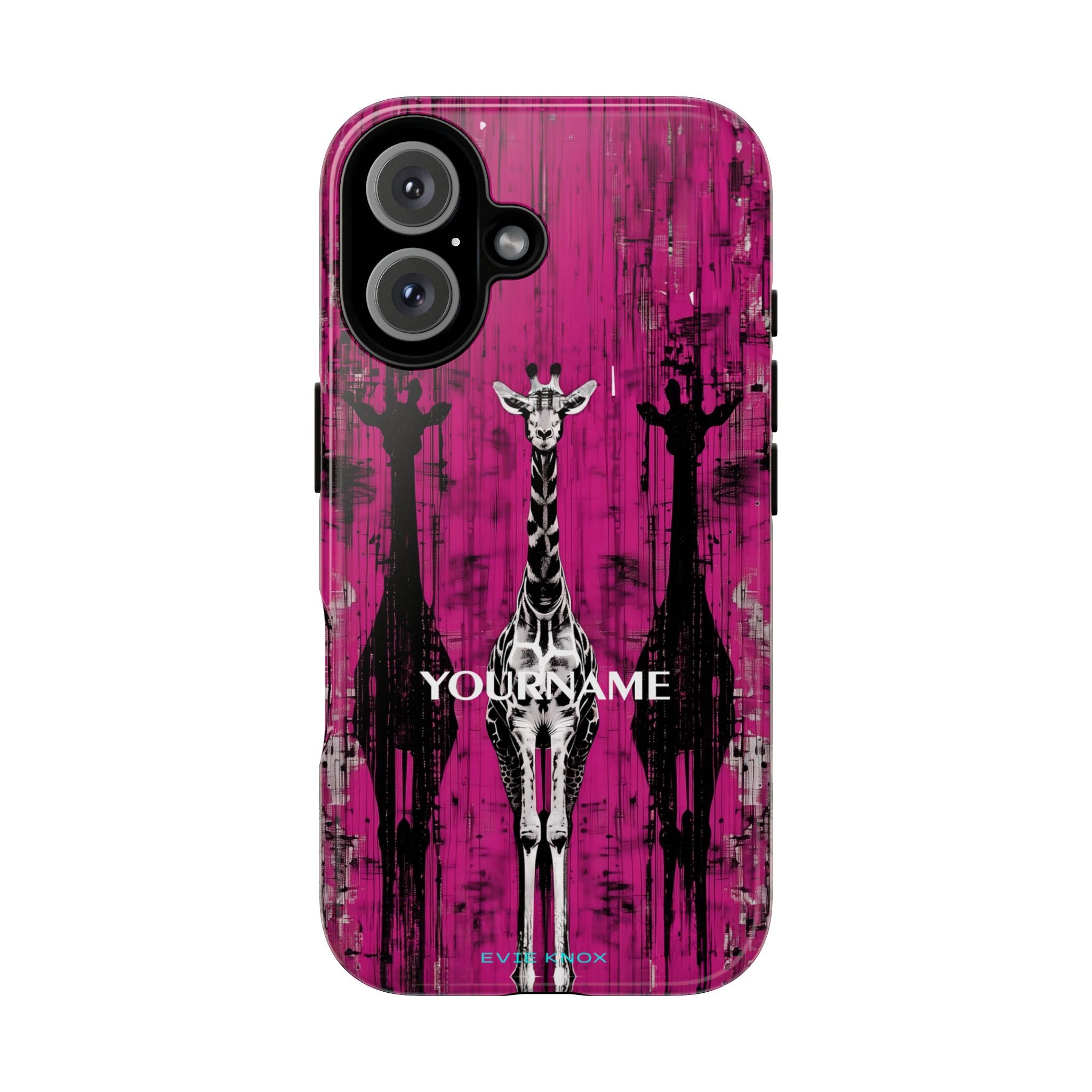 Giraffes on Berry iPhone Tough Case — Glossy Full‑Wrap Protection