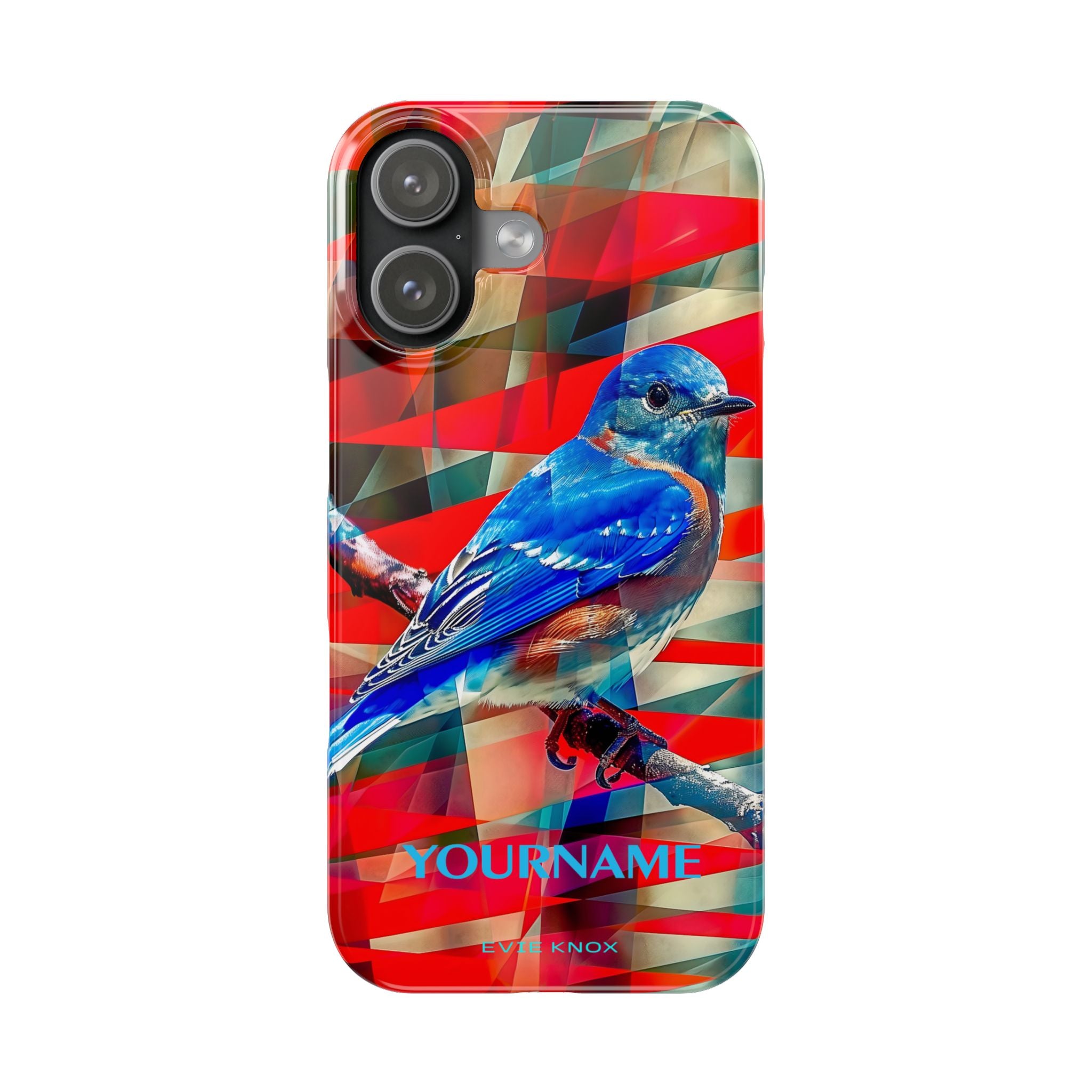 Bluebird Slim Phone Case — Vibrant Geometric Nature Design