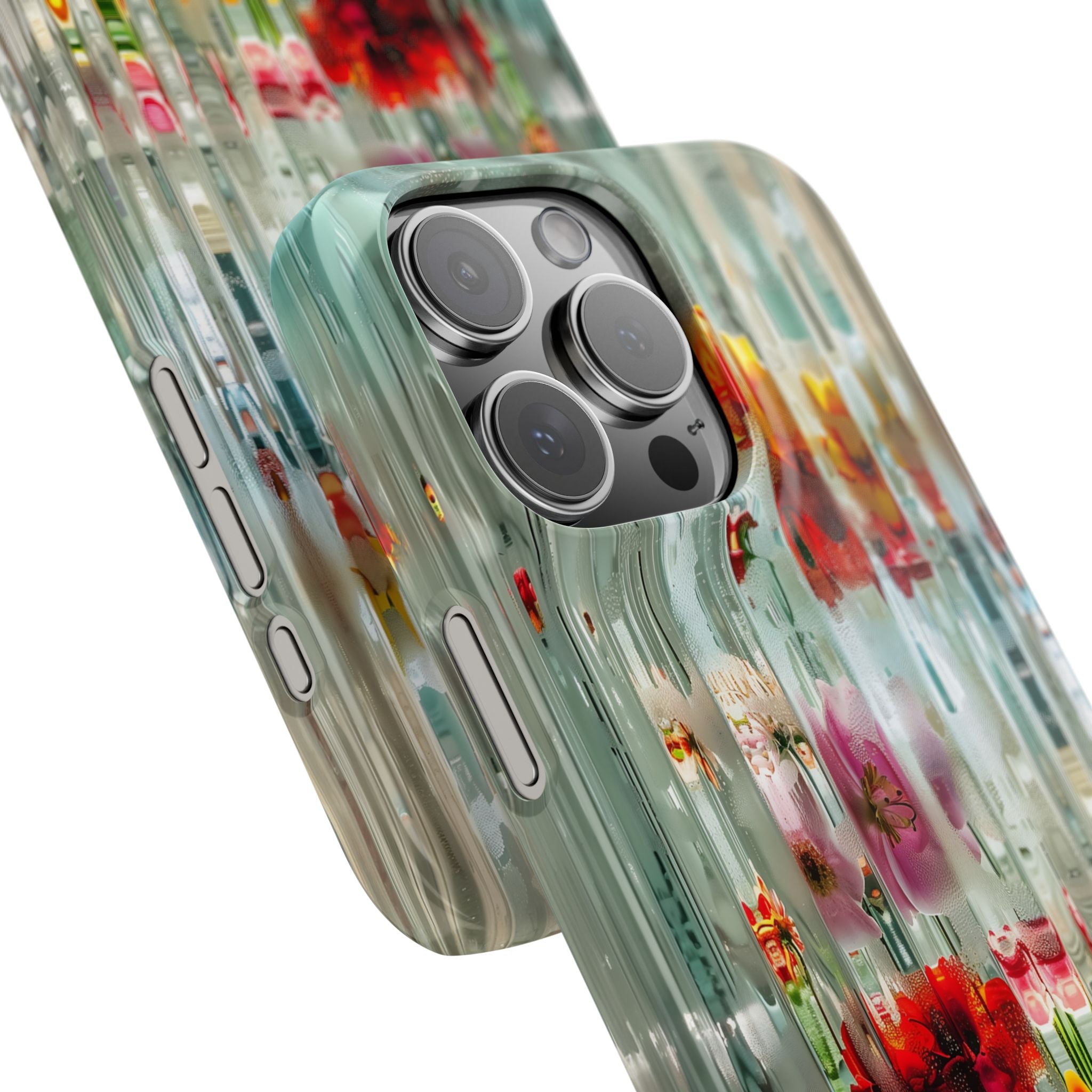 Abstract Floral Slim iPhone Case — Colorful Waterglass Pattern, Protective iPhone Cover