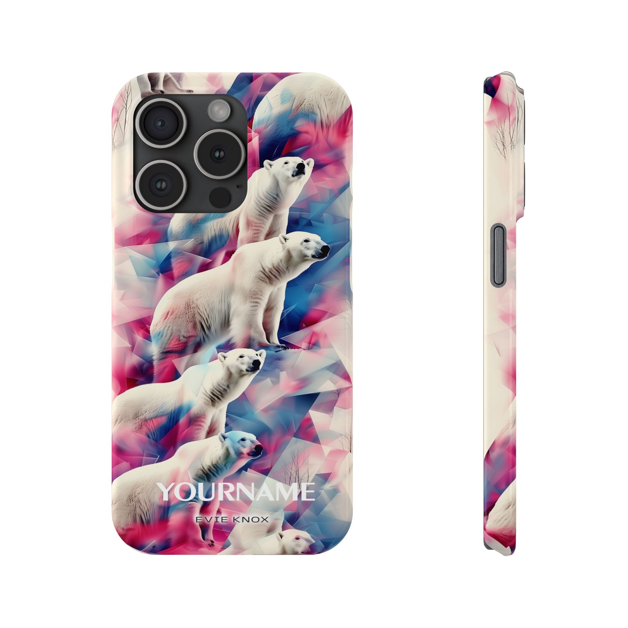 Polar Bear Prism Slim Phone Case — Colorful Personalizable Arctic Design