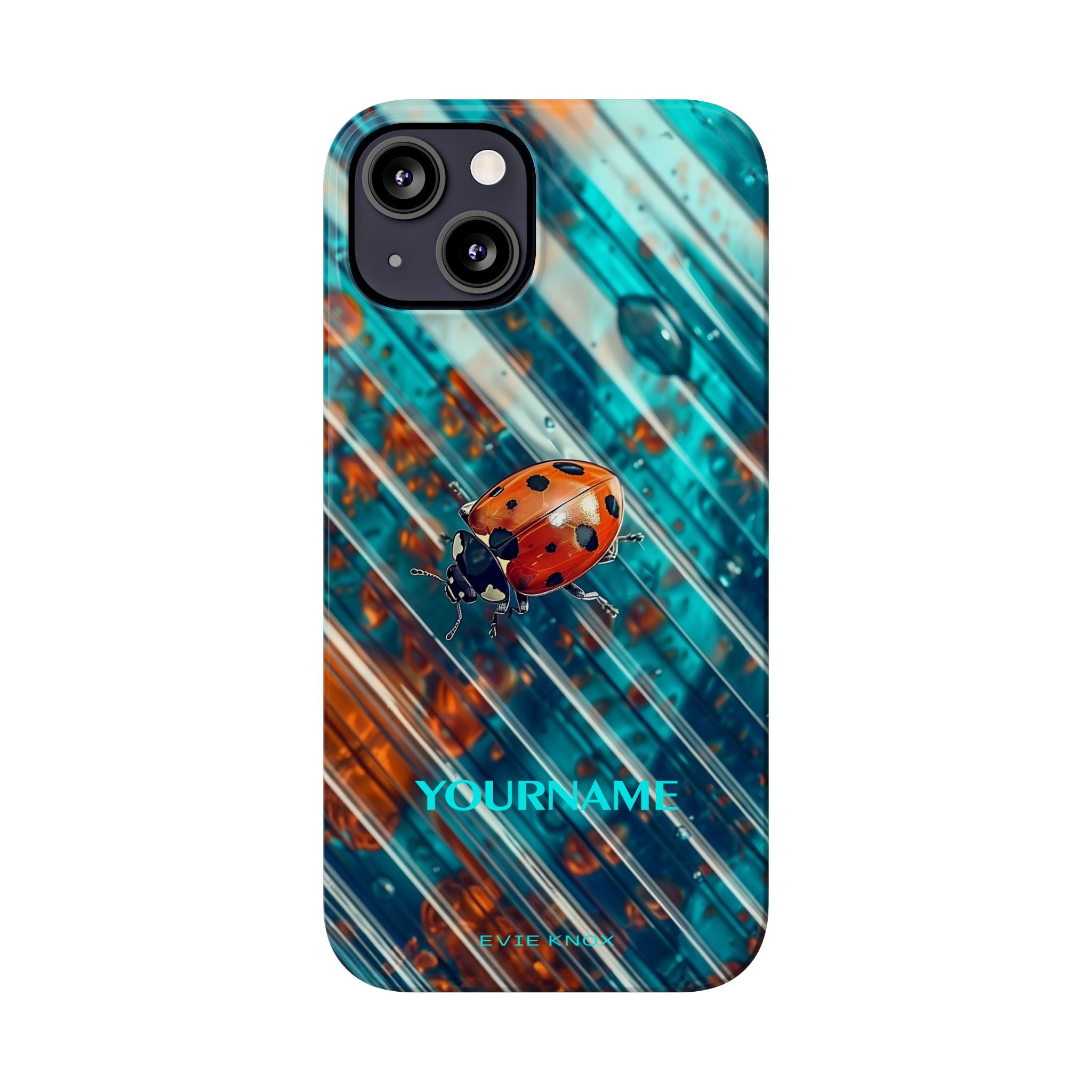 Little Lady Ladybug on Blue Protective Slim Phone Case
