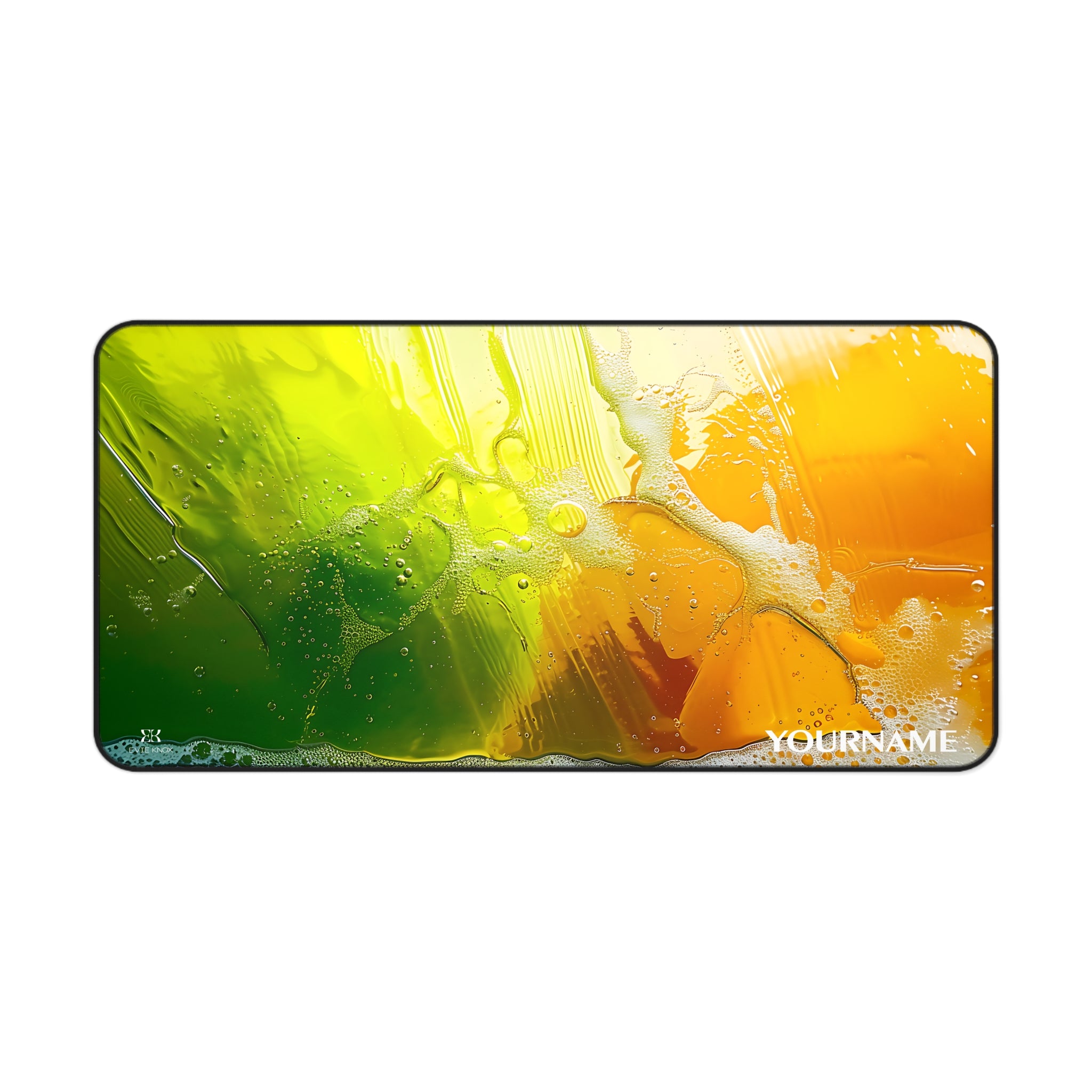 Translucent Summer Soap Desk Mat — Vibrant Green & Orange Mouse Pad