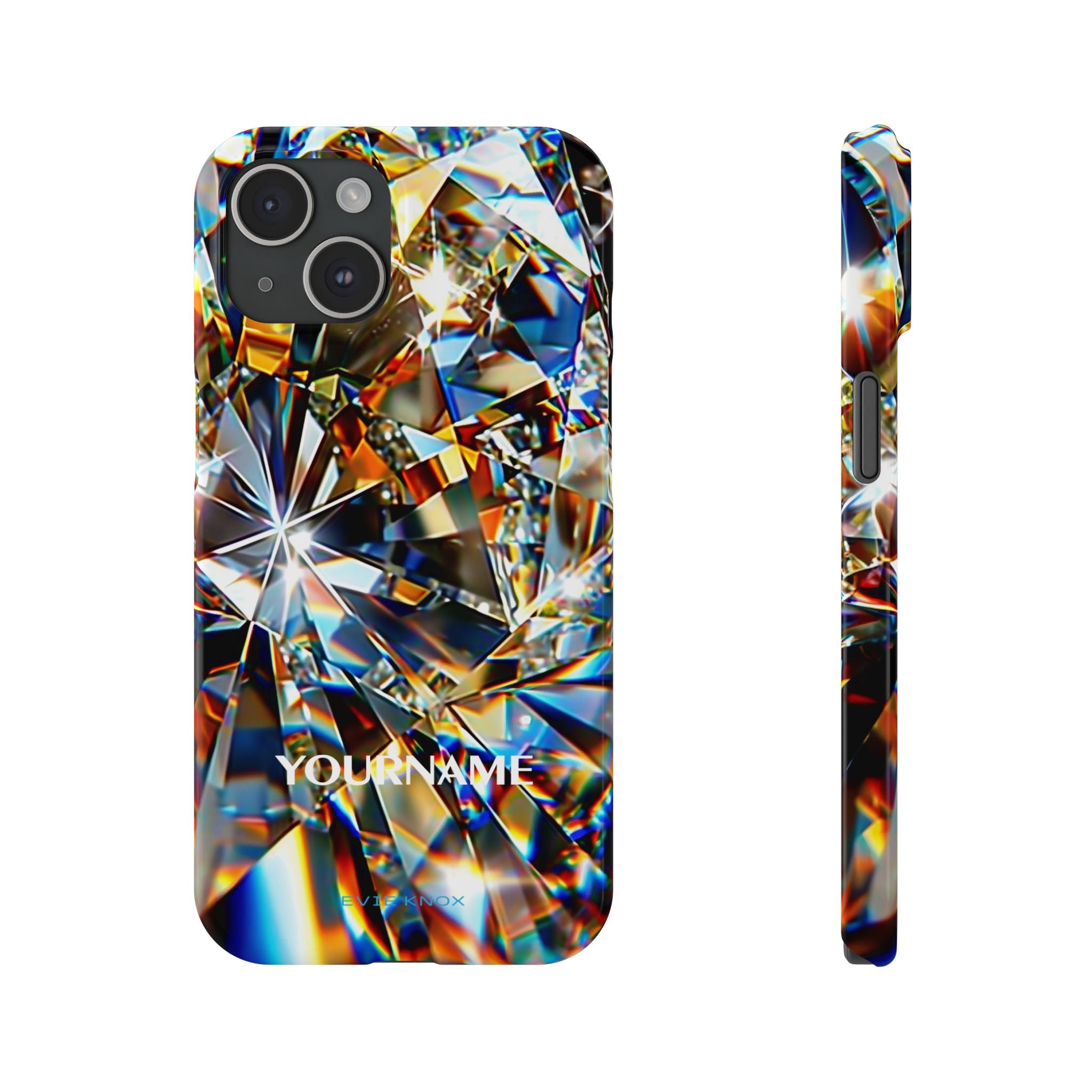 Crystal Facet Slim Phone Case — Iridescent Diamond Pattern