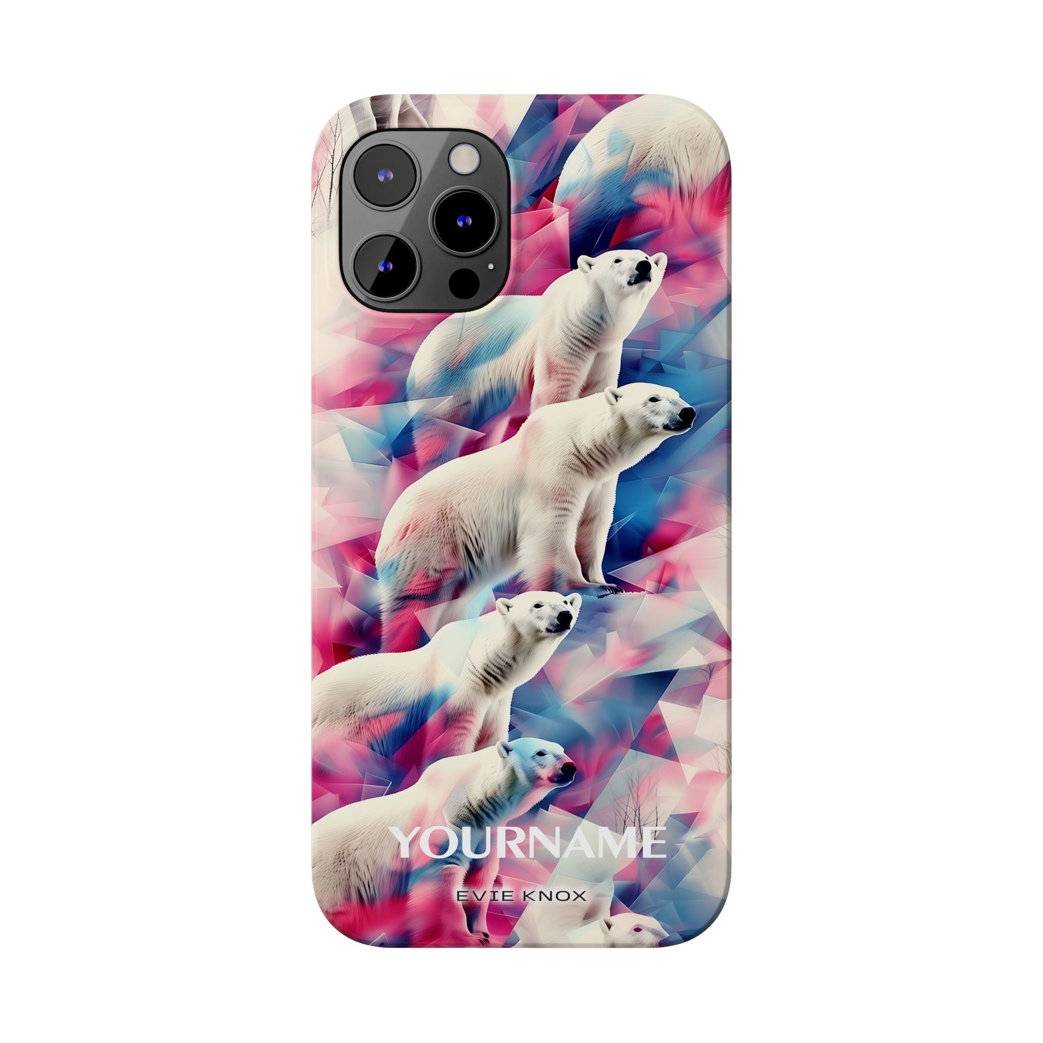 Polar Bear Prism Slim Phone Case — Colorful Personalizable Arctic Design