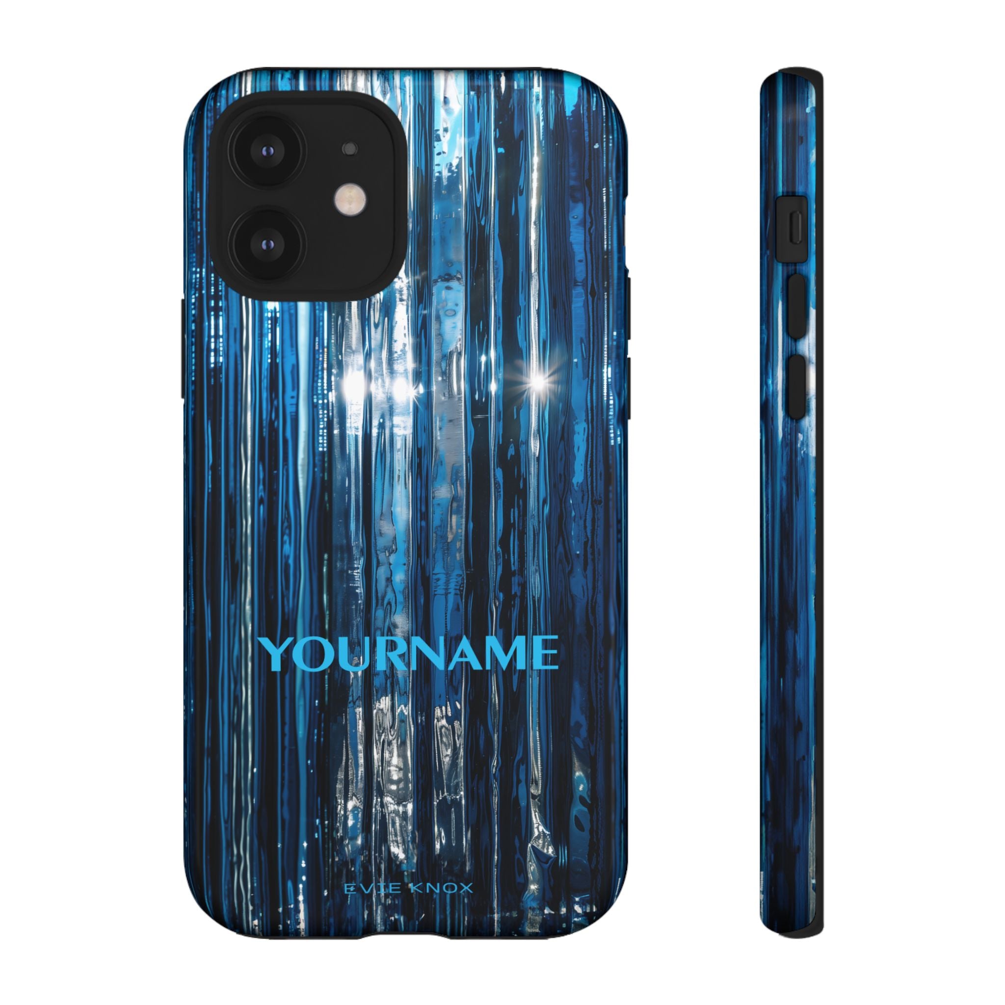 Blue Ribbed Art Glass Effect Tough iPhone Case - Personalized Phone case