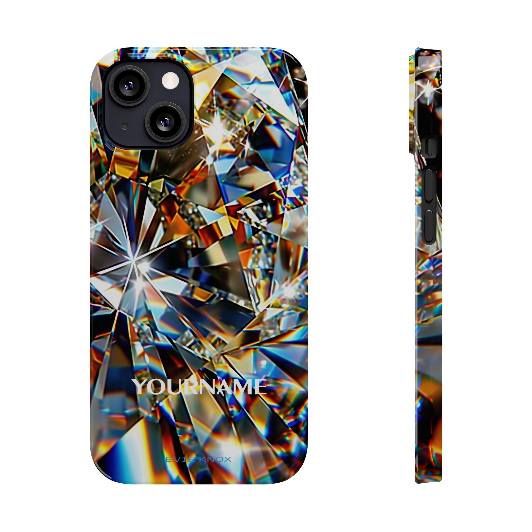 Crystal Facet Slim Phone Case — Iridescent Diamond Pattern