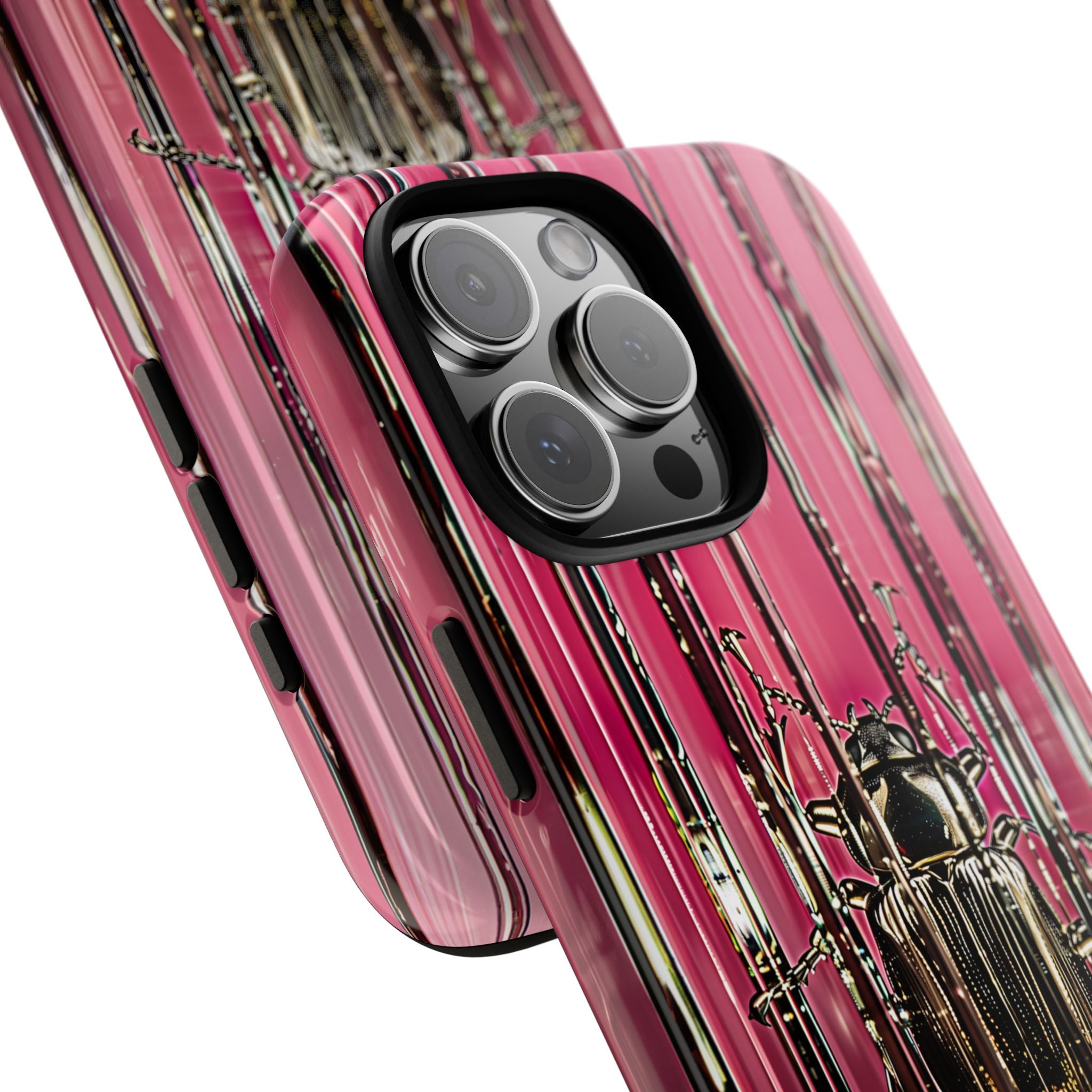 Pink Silver Beetle In Art Glass Tough iPhone Case