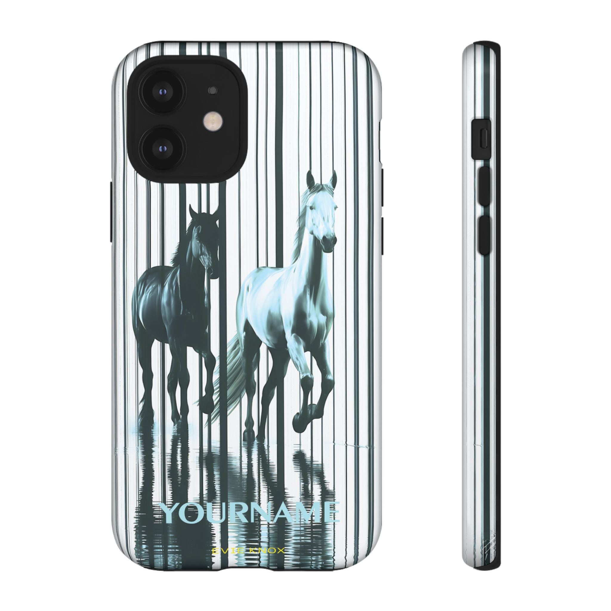 Stallion Mirage Tough iPhone Case – Galloping Horse Black & White Design