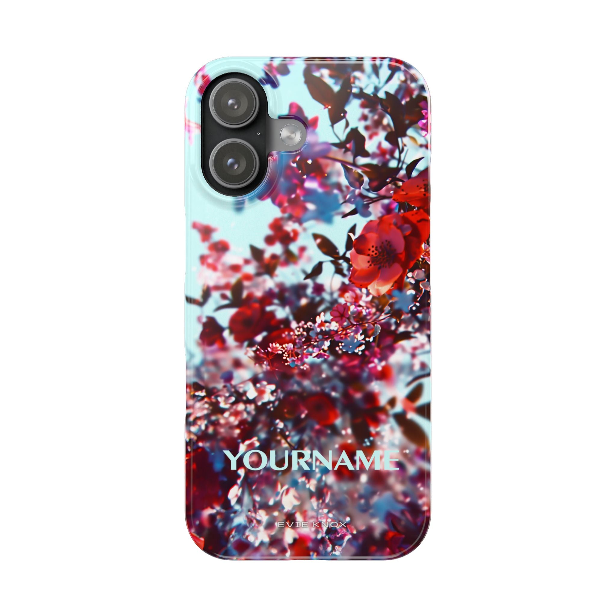 Red Cherry Blossom Floral Slim iPhone Case