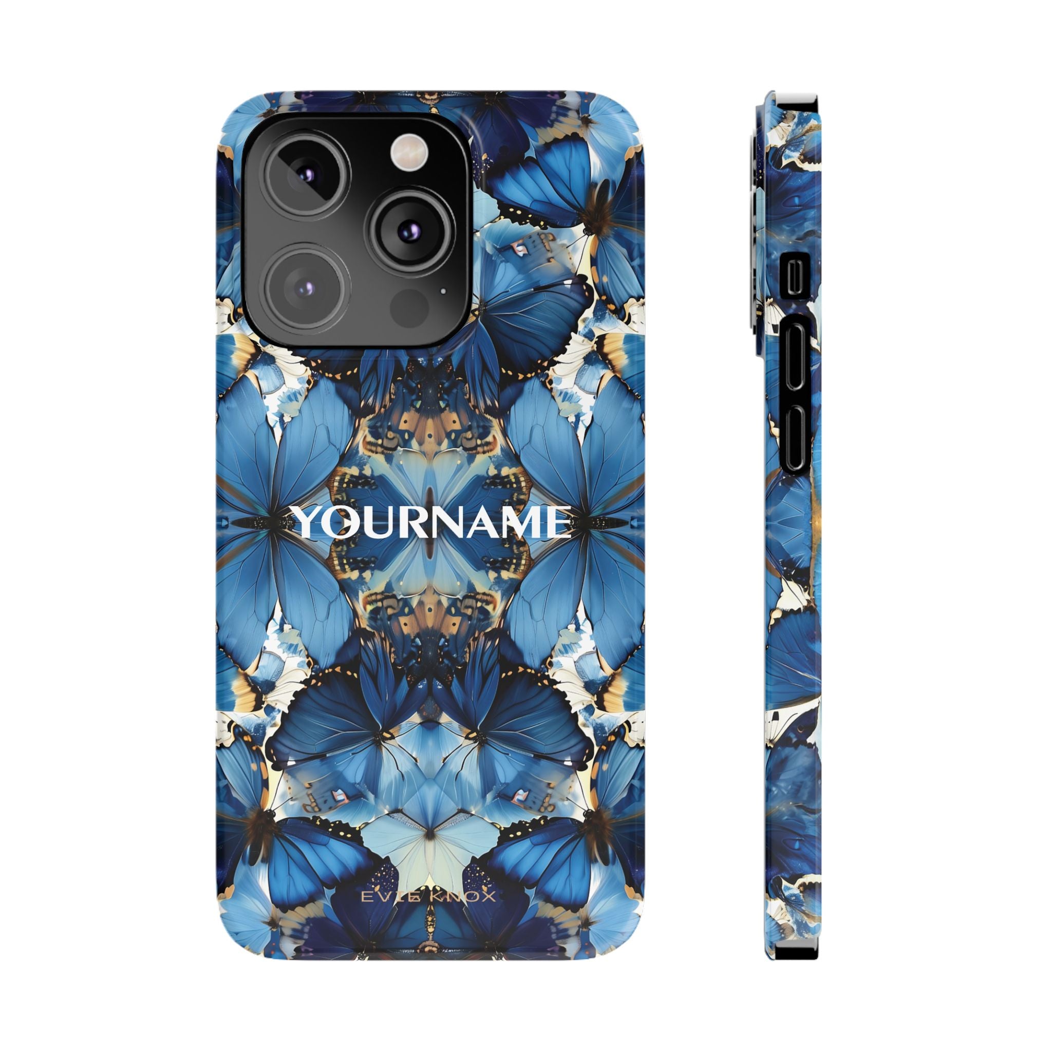 Blue Butterfly Kaleidoscope Slim Case — Protective Symmetry Pattern Phone Cover