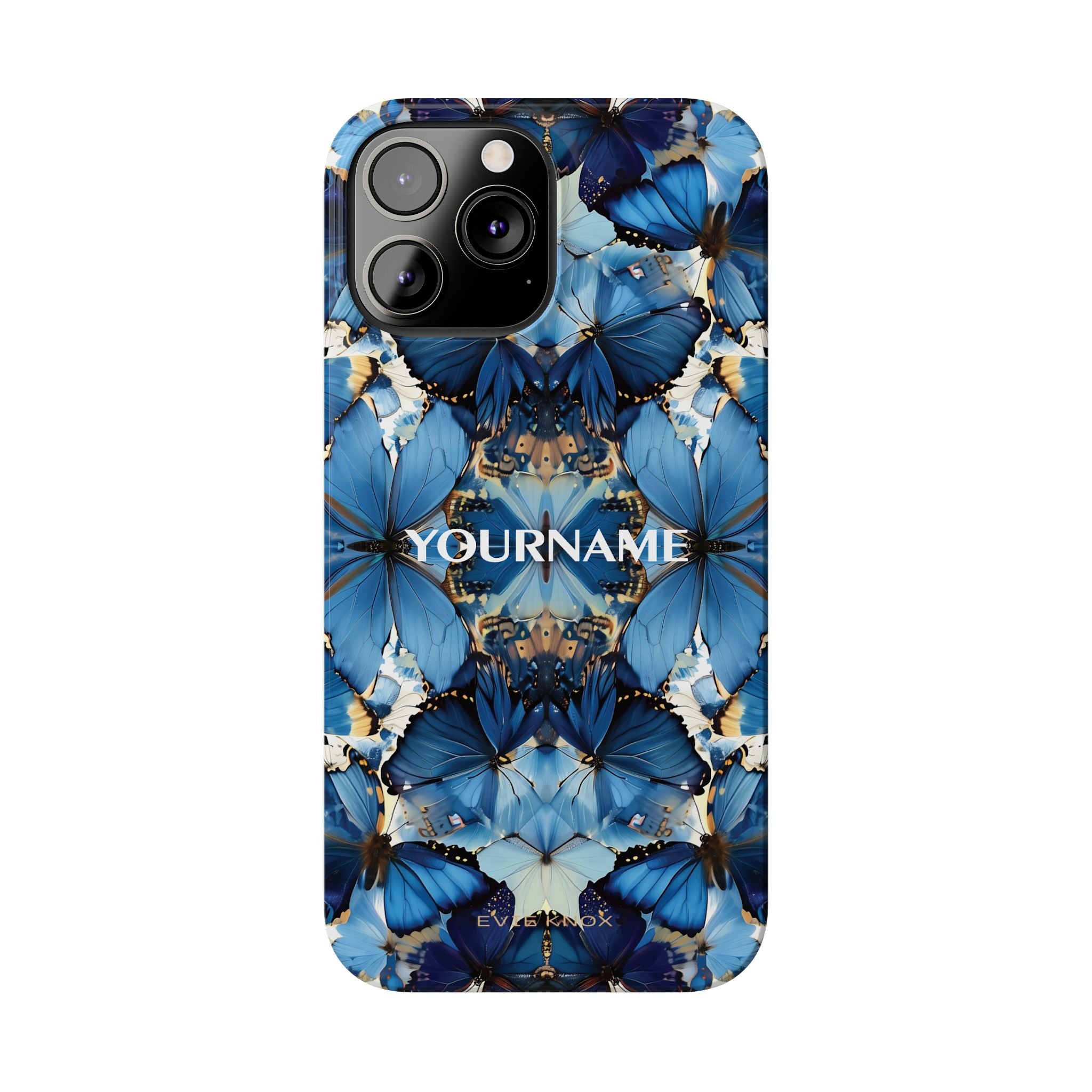 Blue Butterfly Kaleidoscope Slim Case — Protective Symmetry Pattern Phone Cover