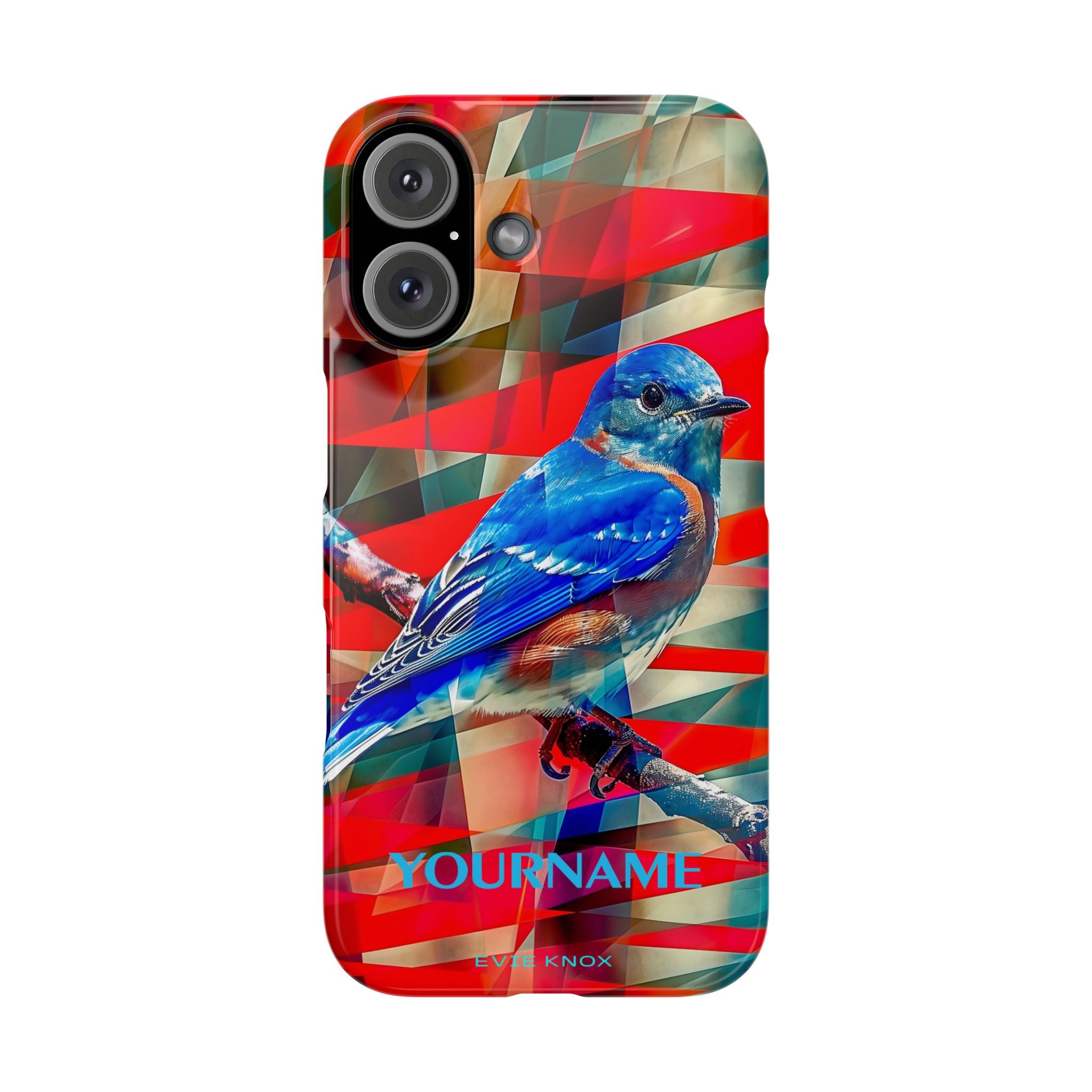 Bluebird Slim Phone Case — Vibrant Geometric Nature Design