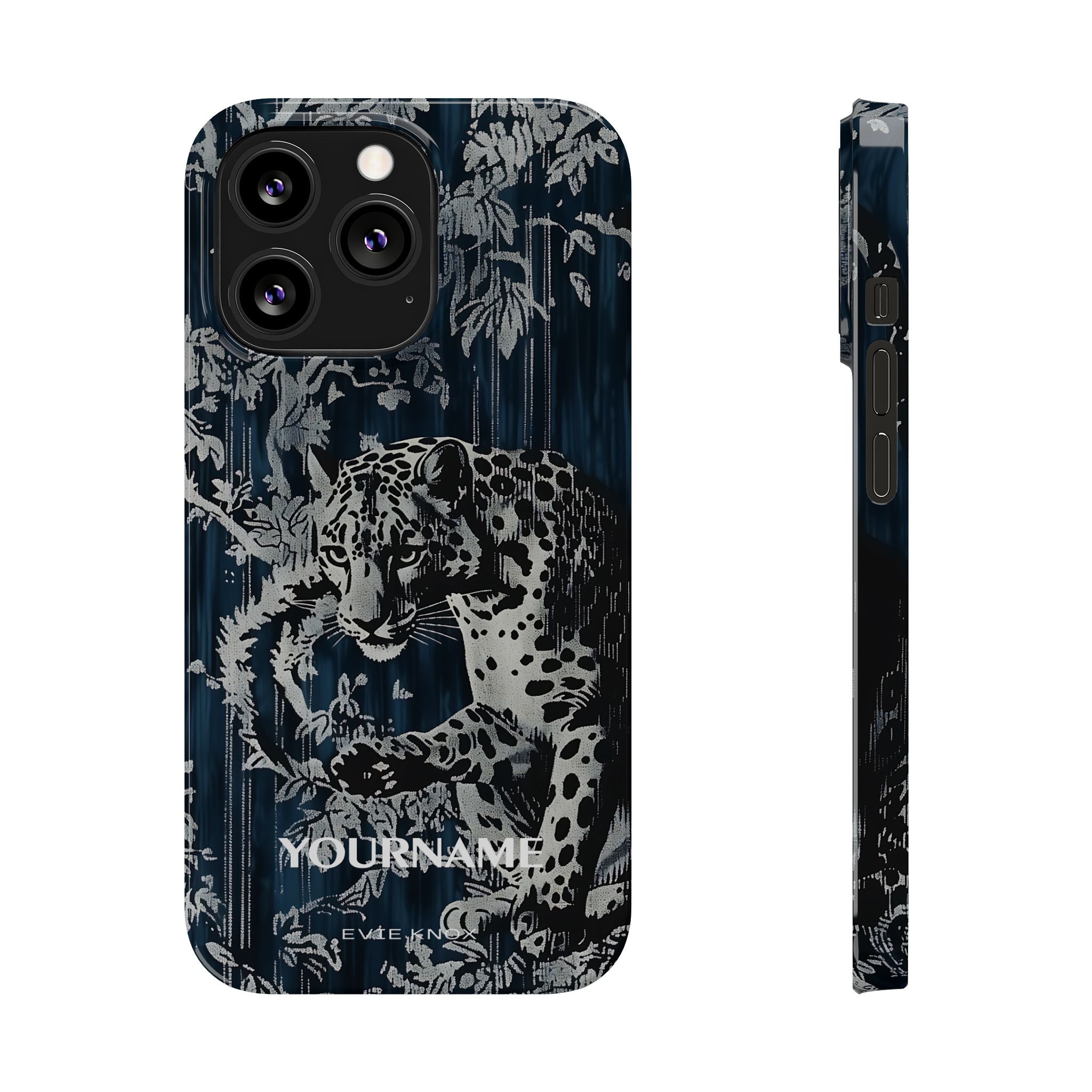 Indigo Leopard Slim Phone Case — Night Jungle Panther Design