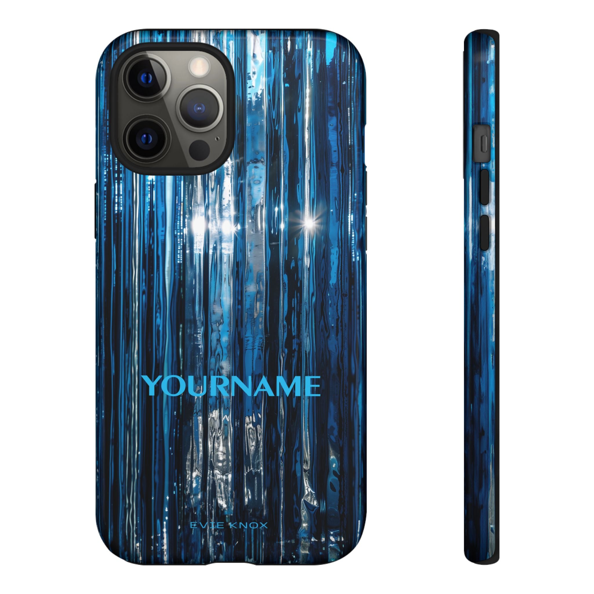 Blue Ribbed Art Glass Effect Tough iPhone Case - Personalized Phone case