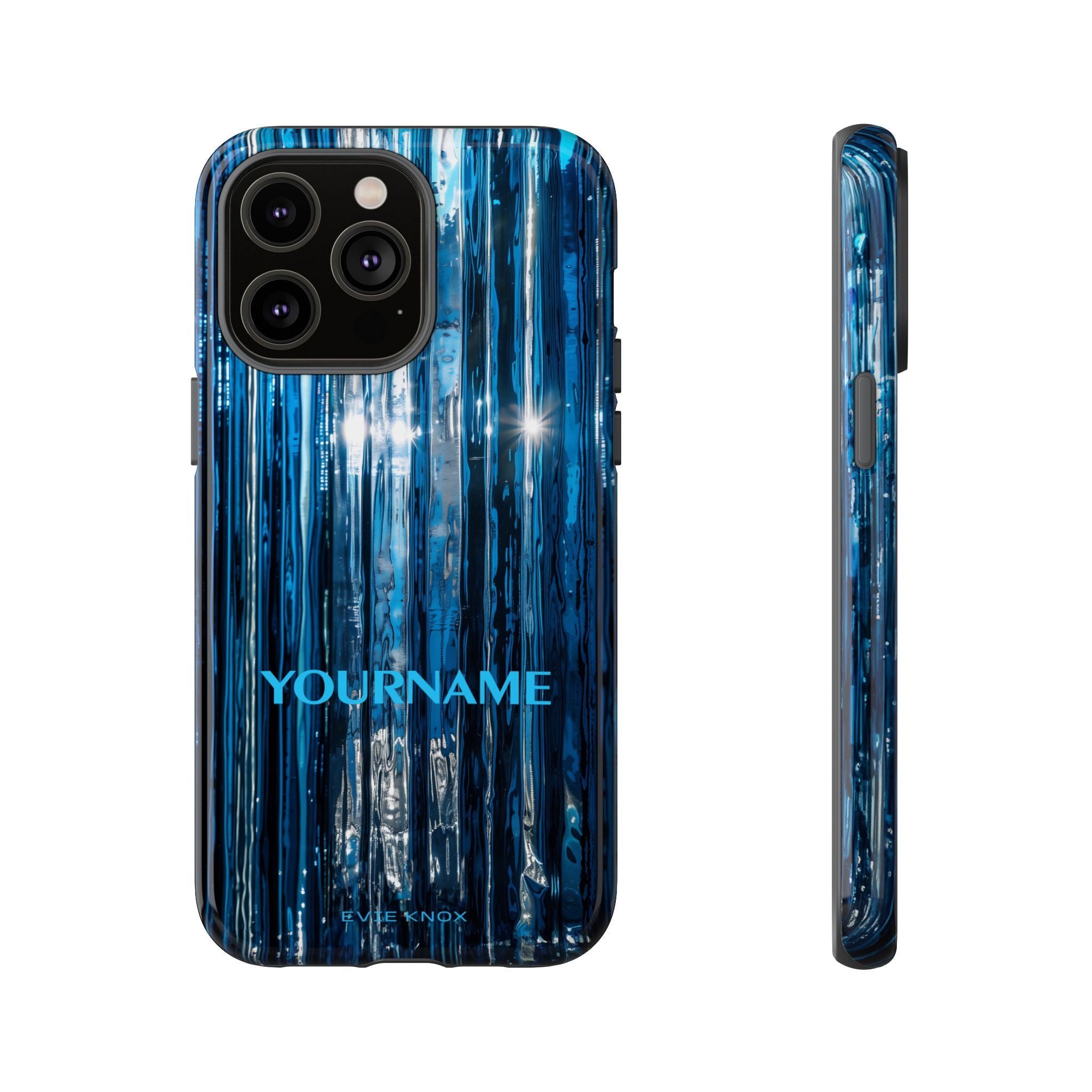 Blue Ribbed Art Glass Effect Tough iPhone Case - Personalized Phone case