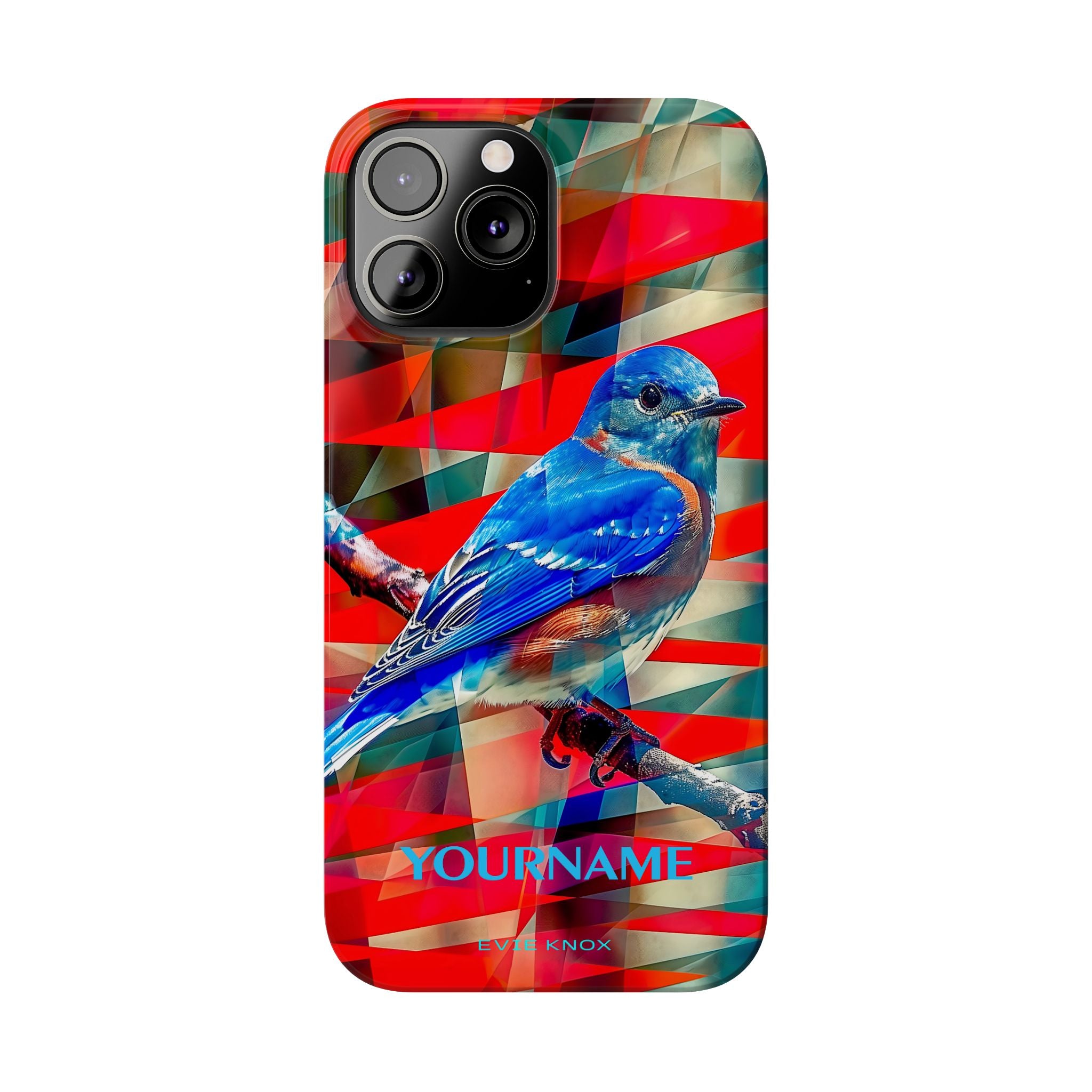 Bluebird Slim Phone Case — Vibrant Geometric Nature Design