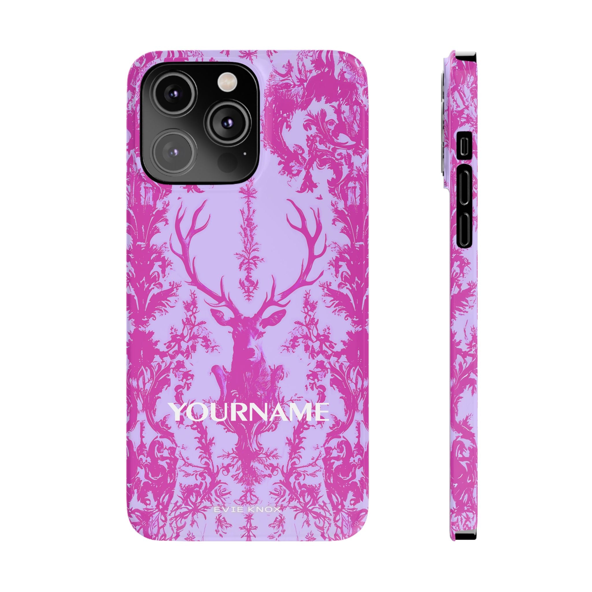 Pink Baroque Deer Slim iPhone Case — Floral Antler Pattern