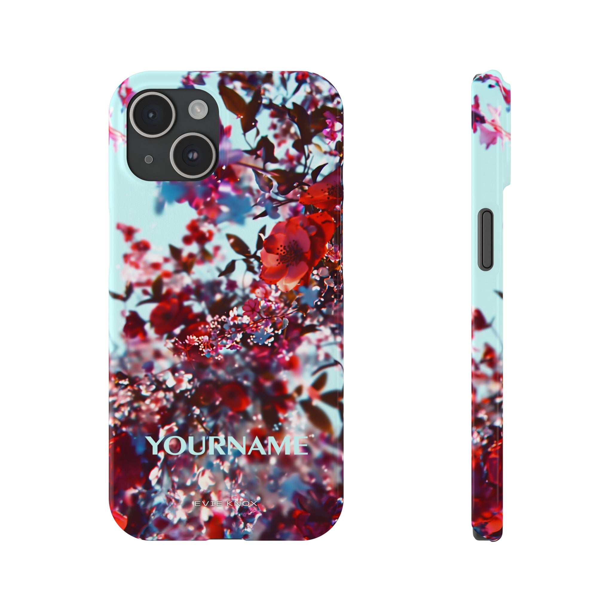 Red Cherry Blossom Floral Slim iPhone Case