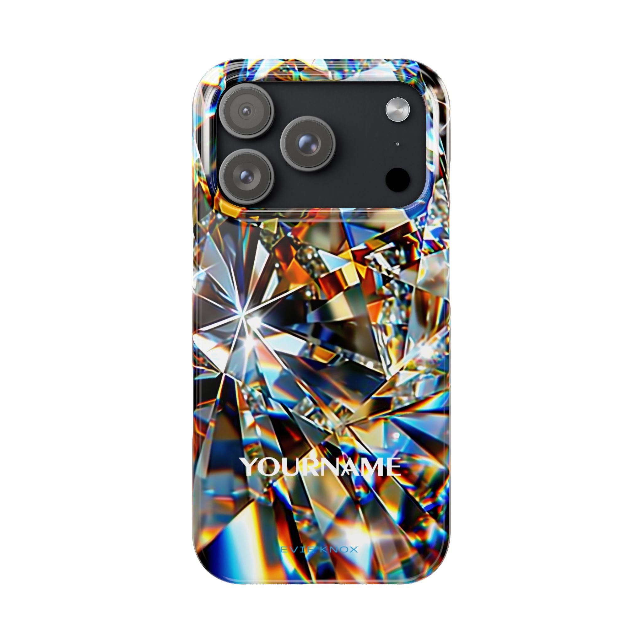 Crystal Facet Slim Phone Case — Iridescent Diamond Pattern