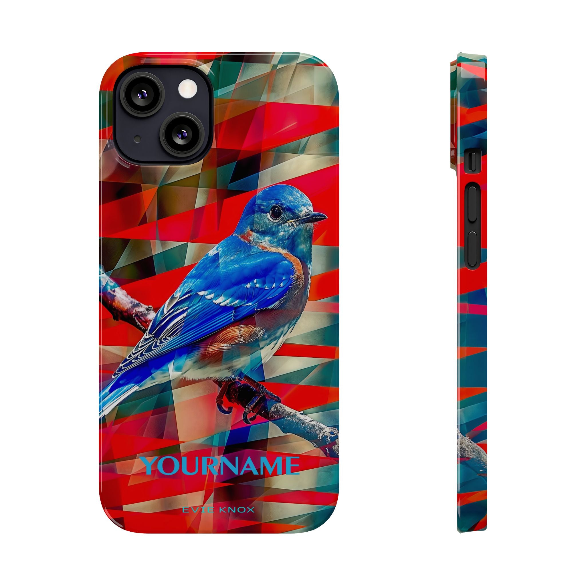 Bluebird Slim Phone Case — Vibrant Geometric Nature Design