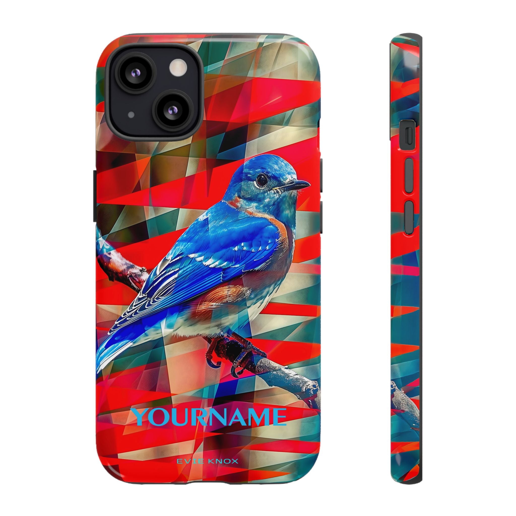 Bluebird Tough Phone Case — Vibrant Geometric Nature Design