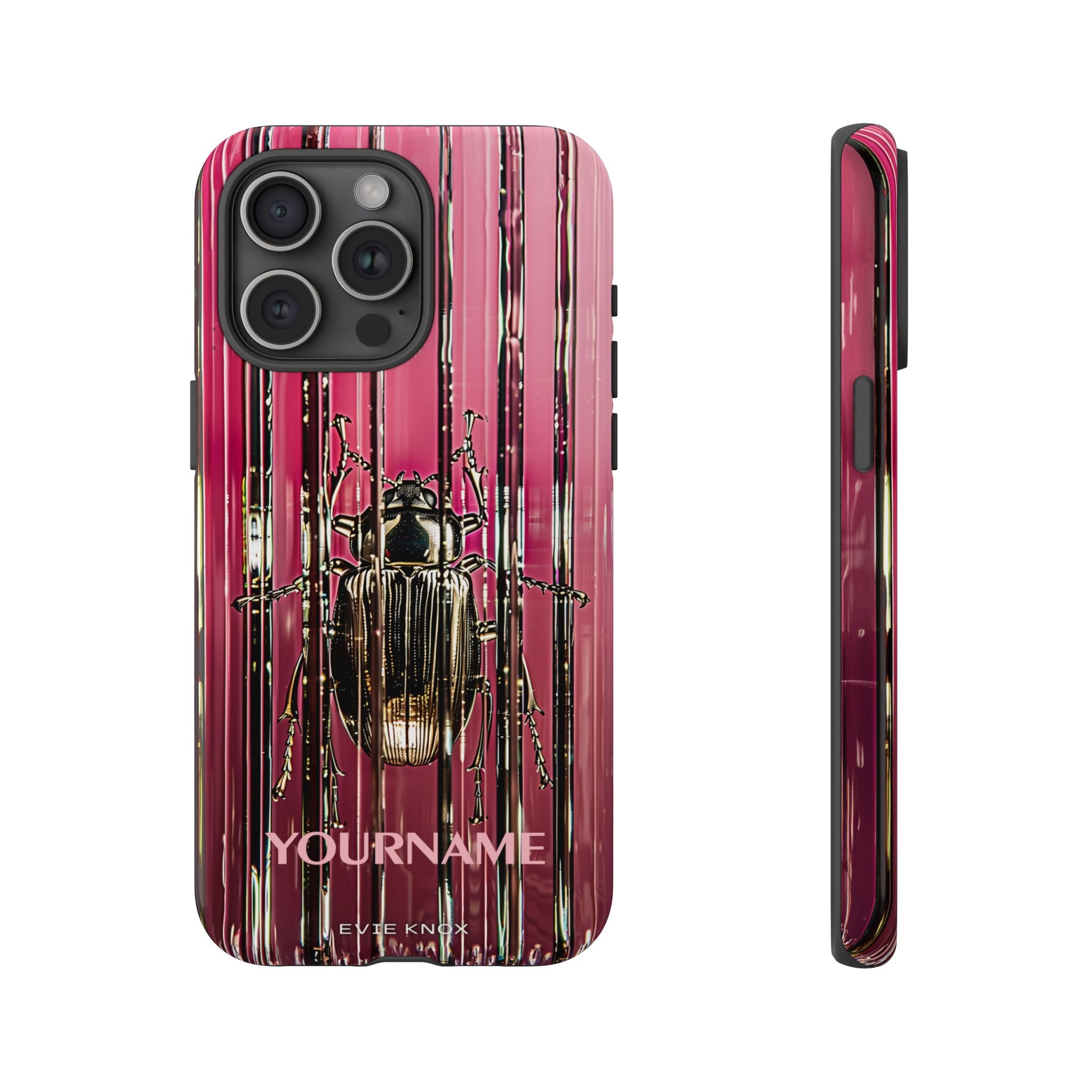 Pink Silver Beetle In Art Glass Tough iPhone Case