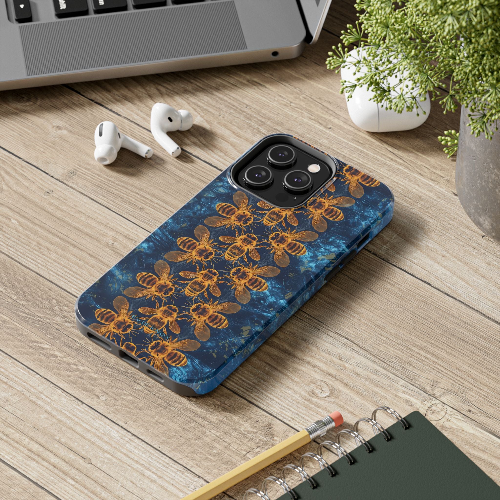 Bees On Blue iPhone Case