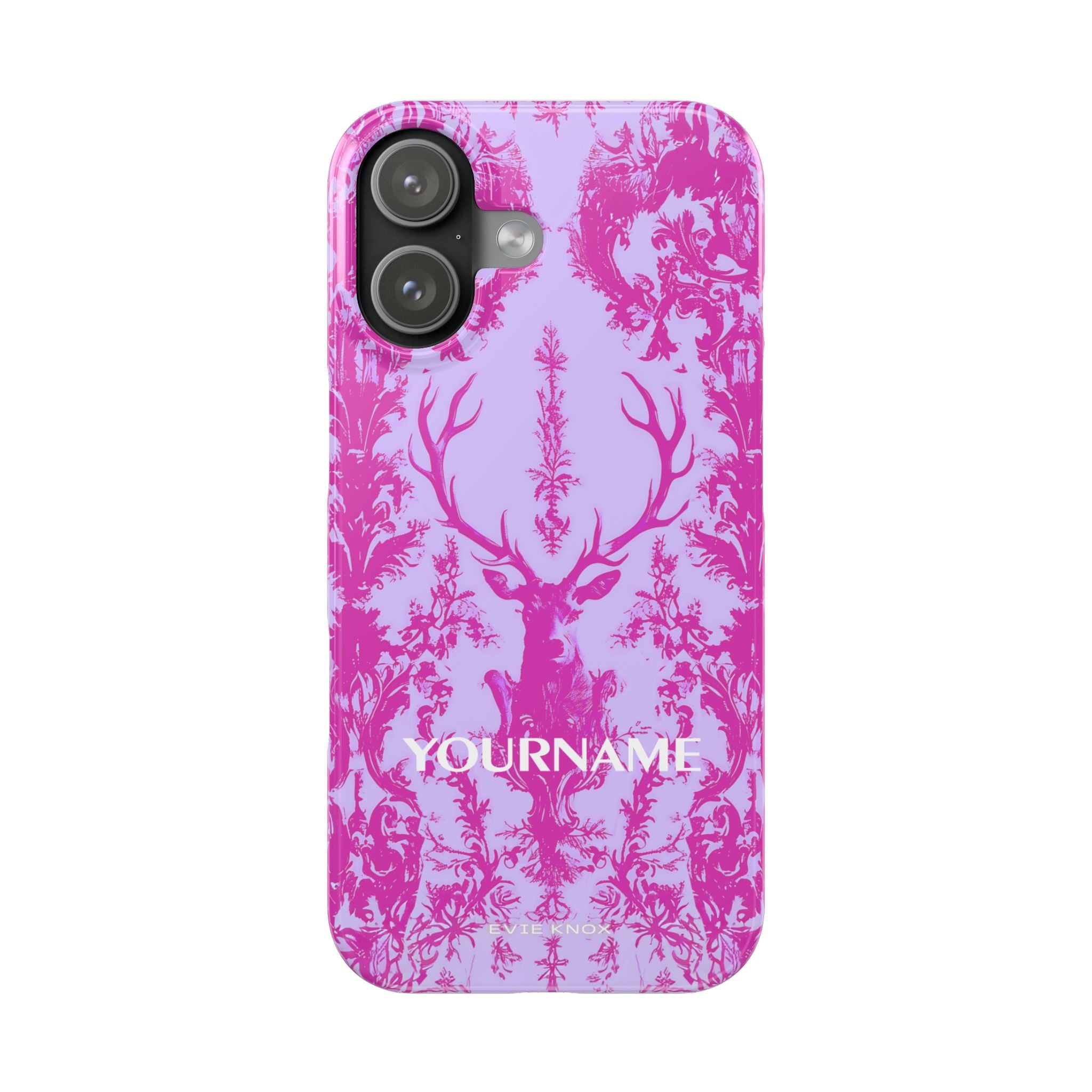 Pink Baroque Deer Slim iPhone Case — Floral Antler Pattern