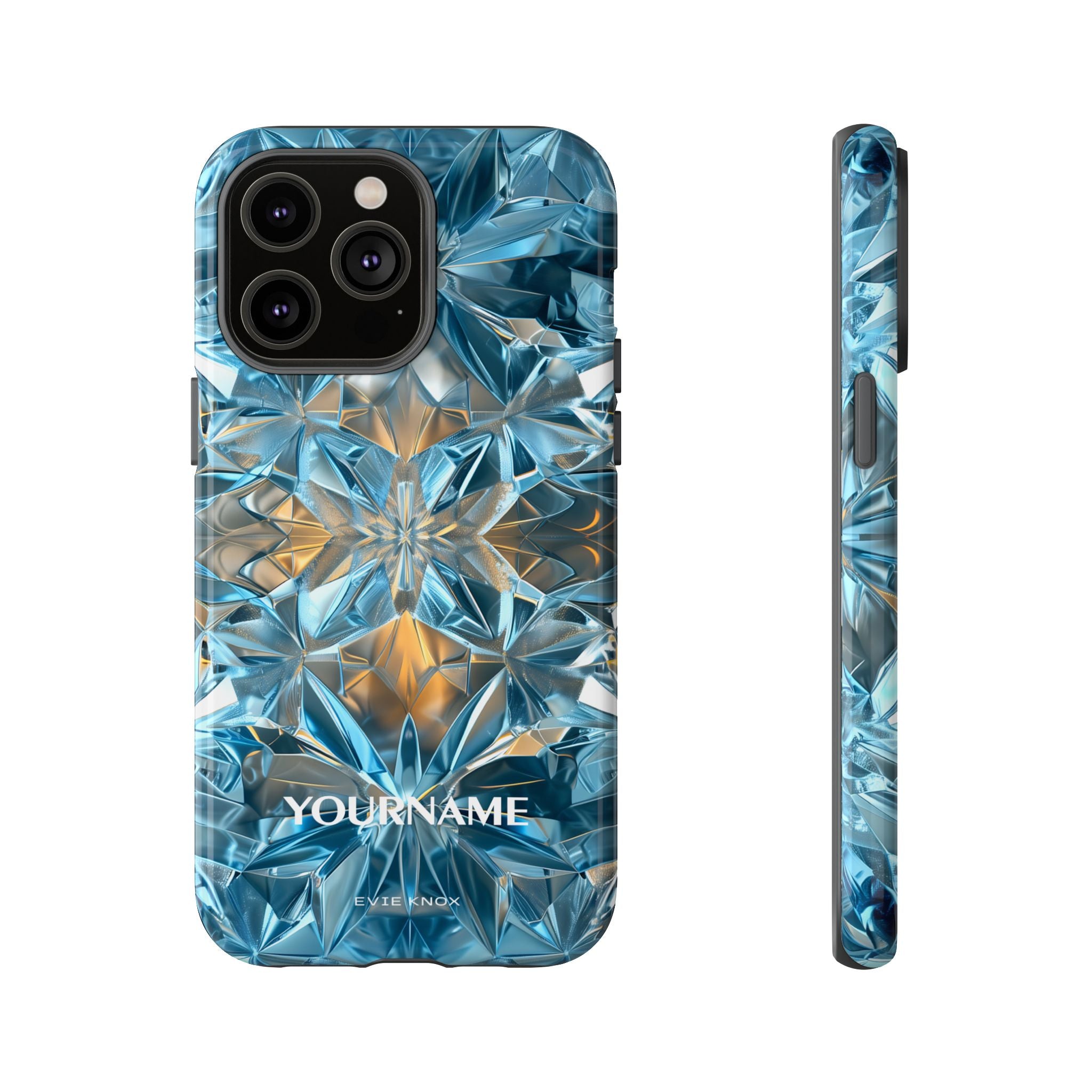 Blue Crystal Kaleidoscope Phone Case — Tough Protective iPhone Cover