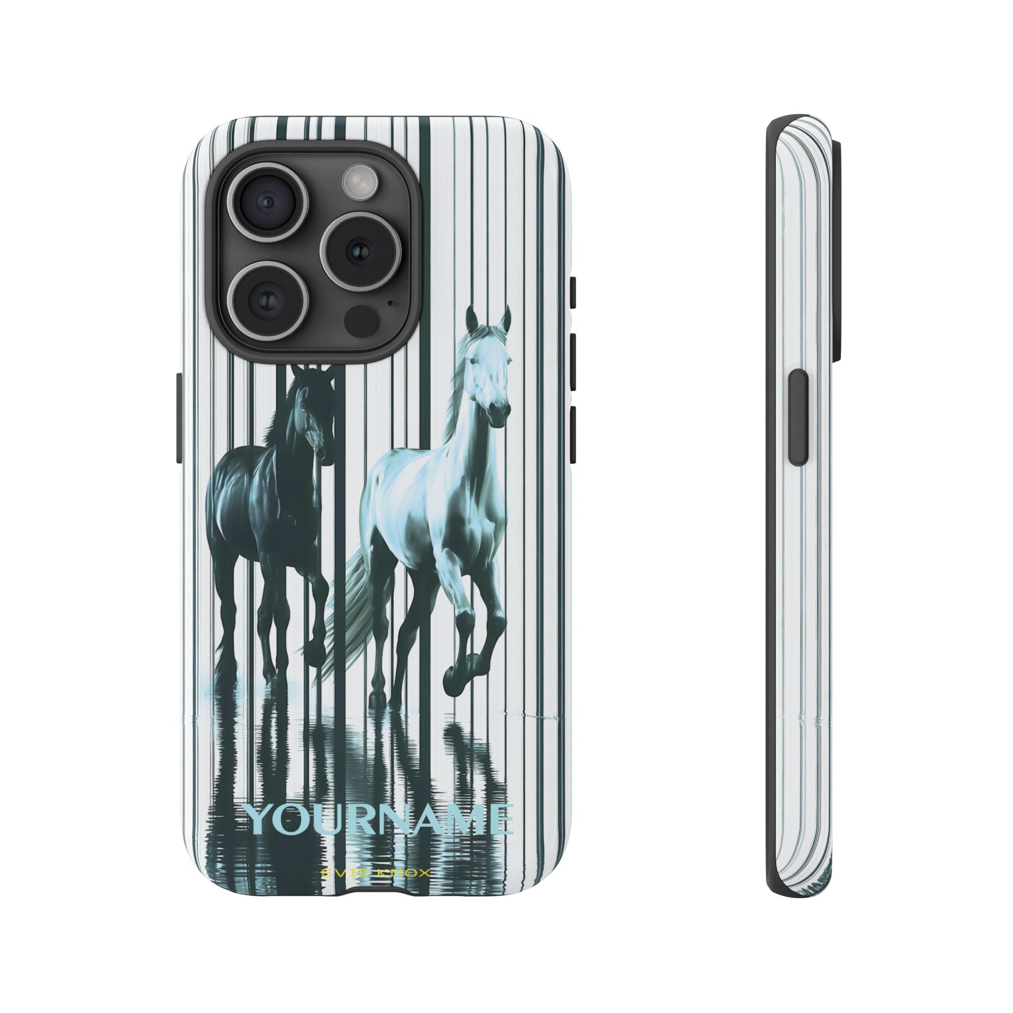 Stallion Mirage Tough iPhone Case – Galloping Horse Black & White Design