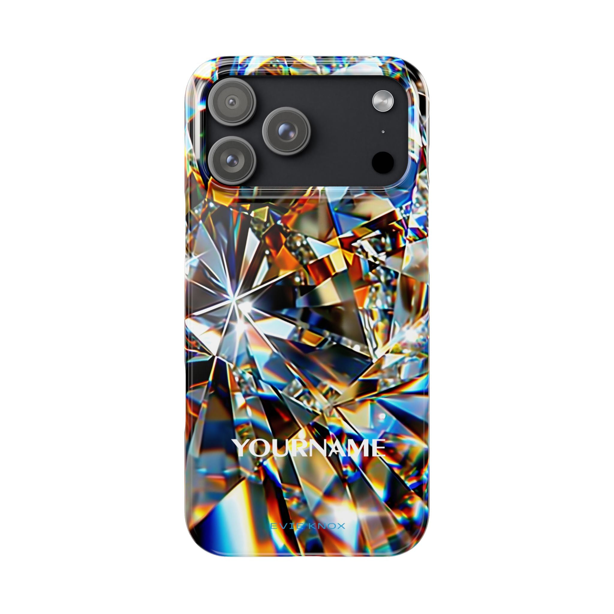 Crystal Facet Slim Phone Case — Iridescent Diamond Pattern