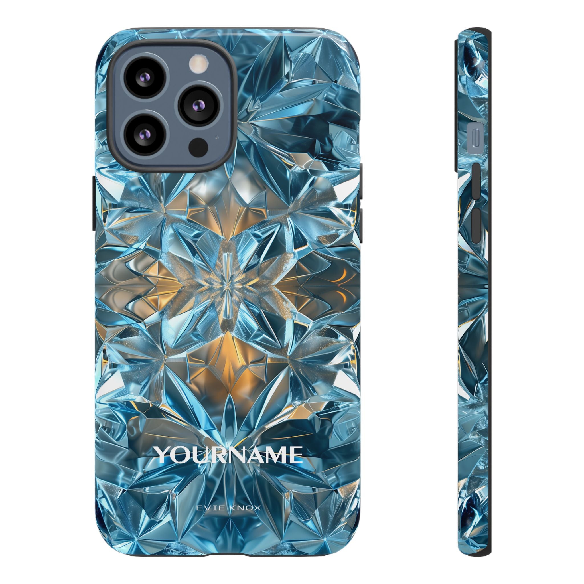 Blue Crystal Kaleidoscope Phone Case — Tough Protective iPhone Cover