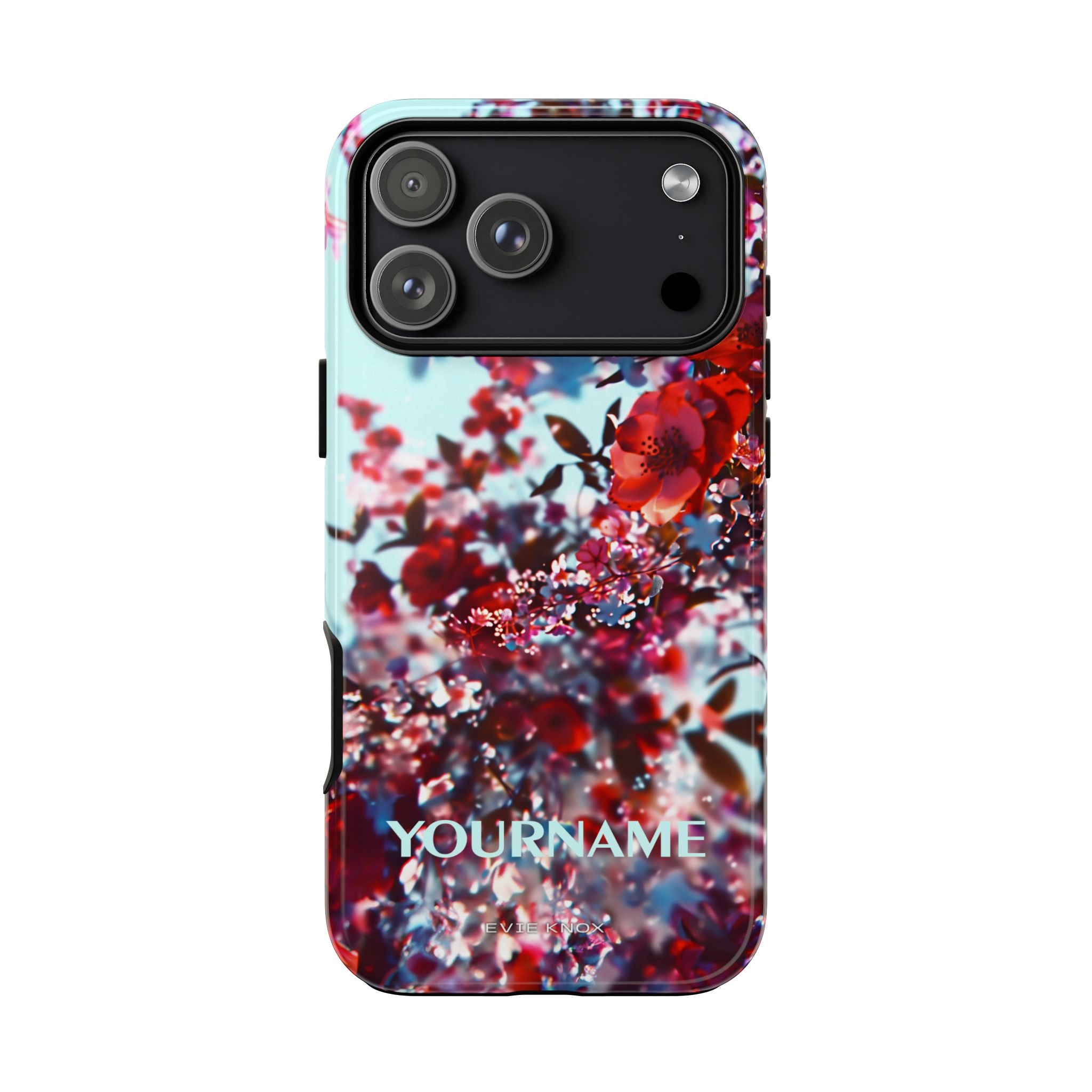 Red Cherry Blossom Floral Tough iPhone Case — Customizable Protective Cover