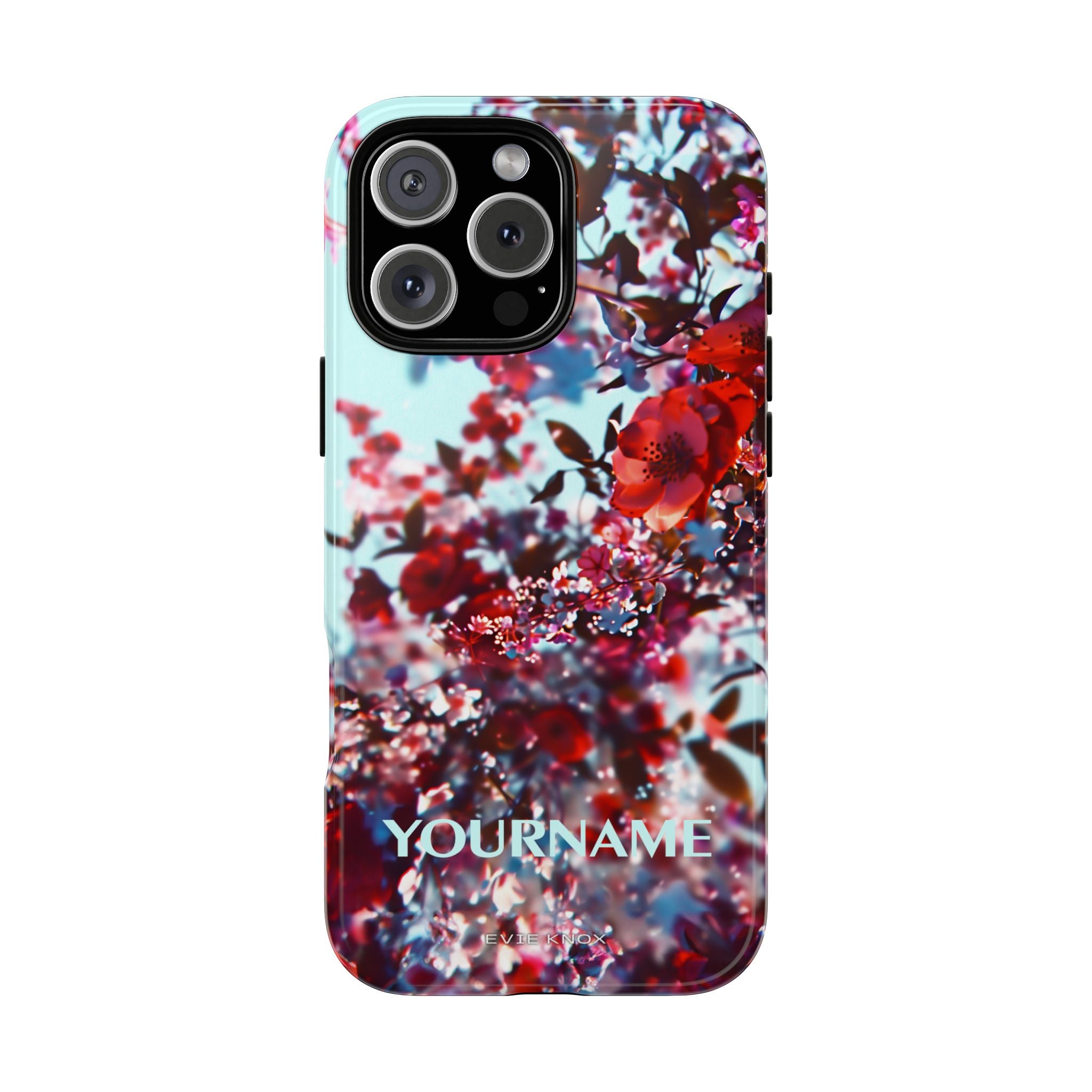 Red Cherry Blossom Floral Tough iPhone Case — Customizable Protective Cover