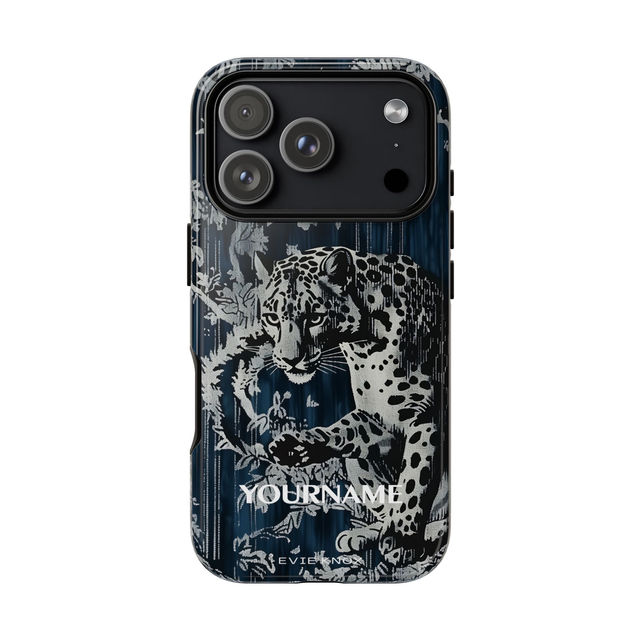 Indigo Leopard Phone Case — Tough Dark Floral iPhone Cover