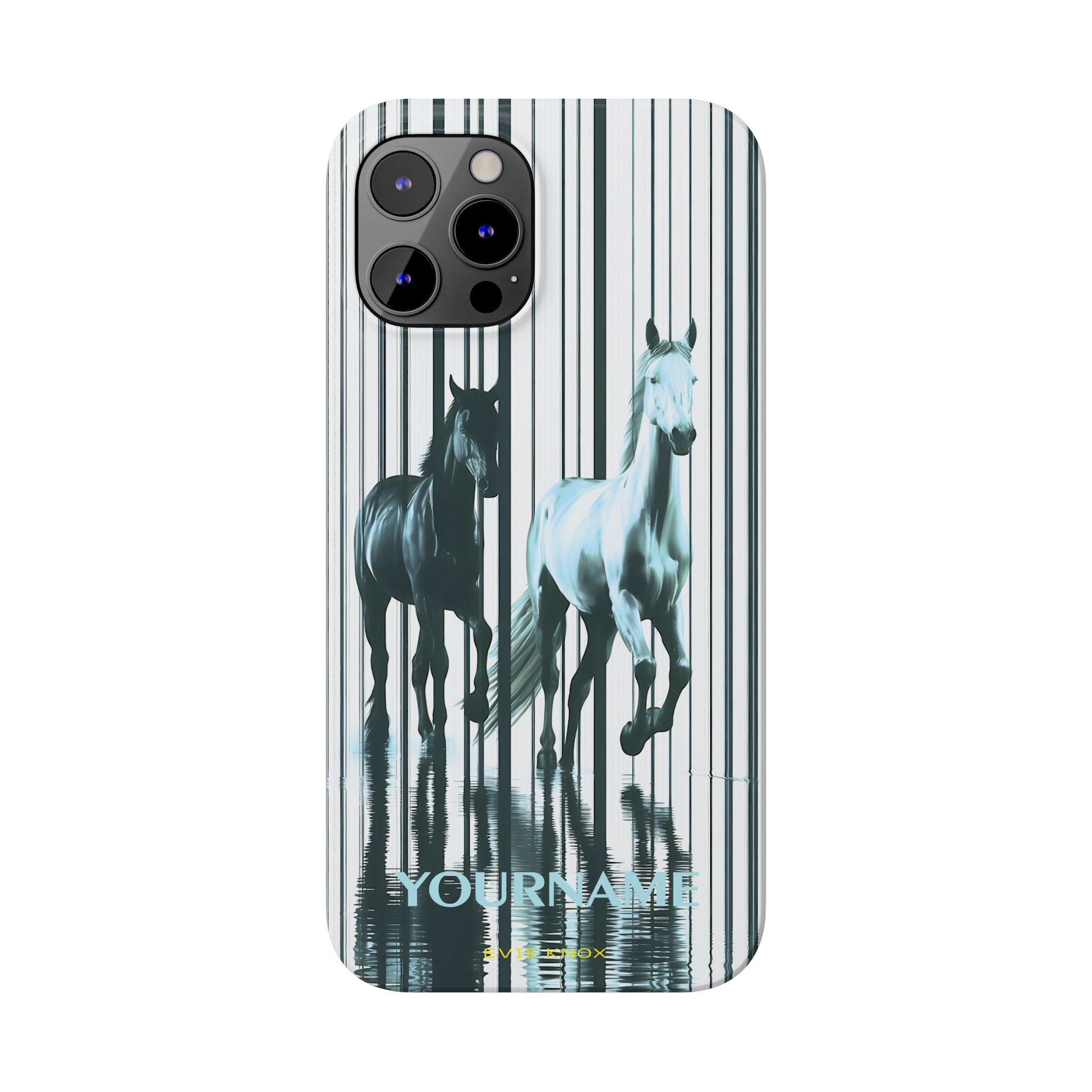 Stallion Mirage Slim iPhone Case – Galloping Horse Black & White Design