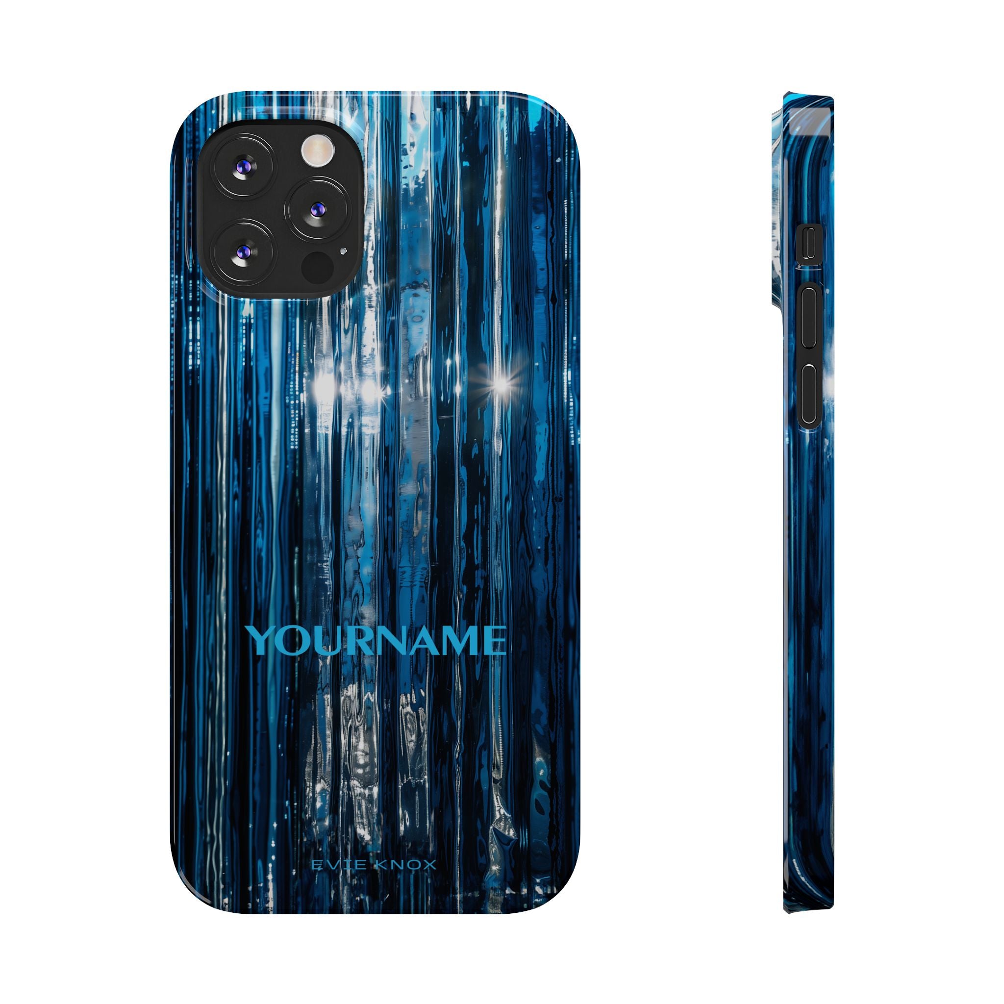 Blue Ribbed Art Glass Effect Slim iPhone Case - Personalized Phone case