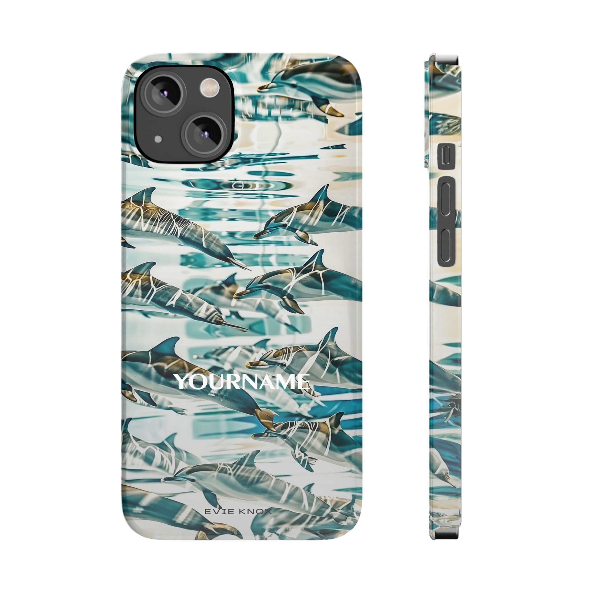 Dolphin Wave Slim Phone Case — Personalized Ocean Pattern